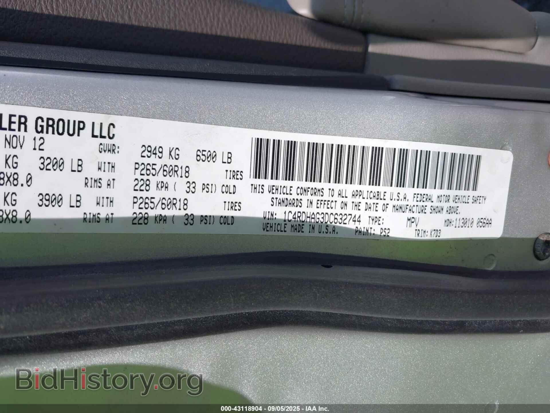 2013 DODGE DURANGO - VIN: 1C4RDHAG3DC632744 - Photo 9