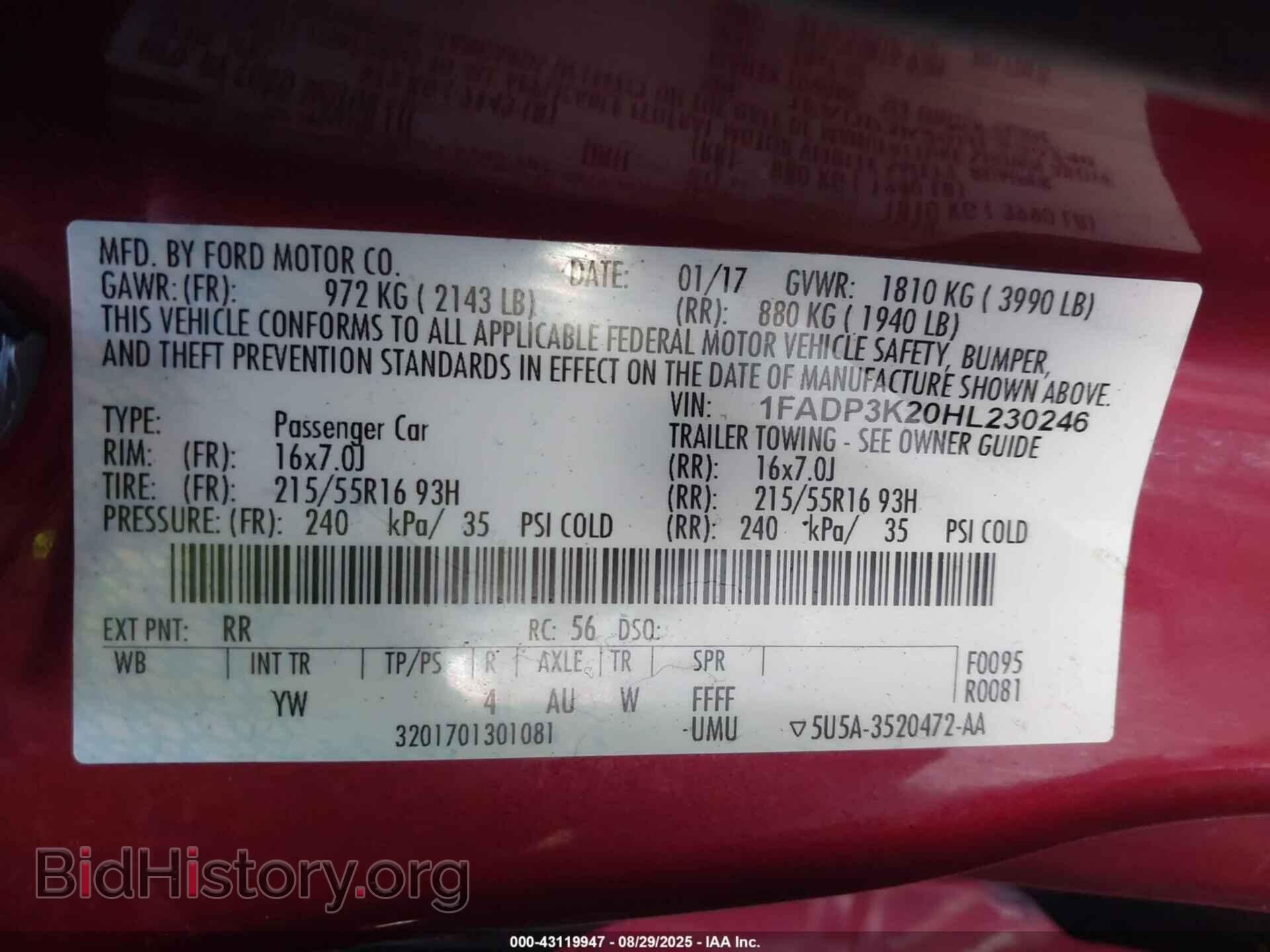 2017 FORD FOCUS - VIN: 1FADP3K20HL230246 - Фото 9