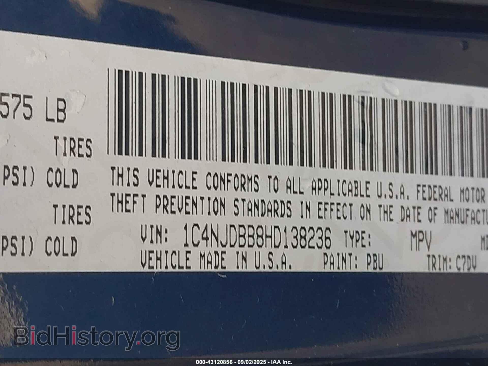 2017 JEEP COMPASS - VIN: 1C4NJDBB8HD138236 - Фото 9