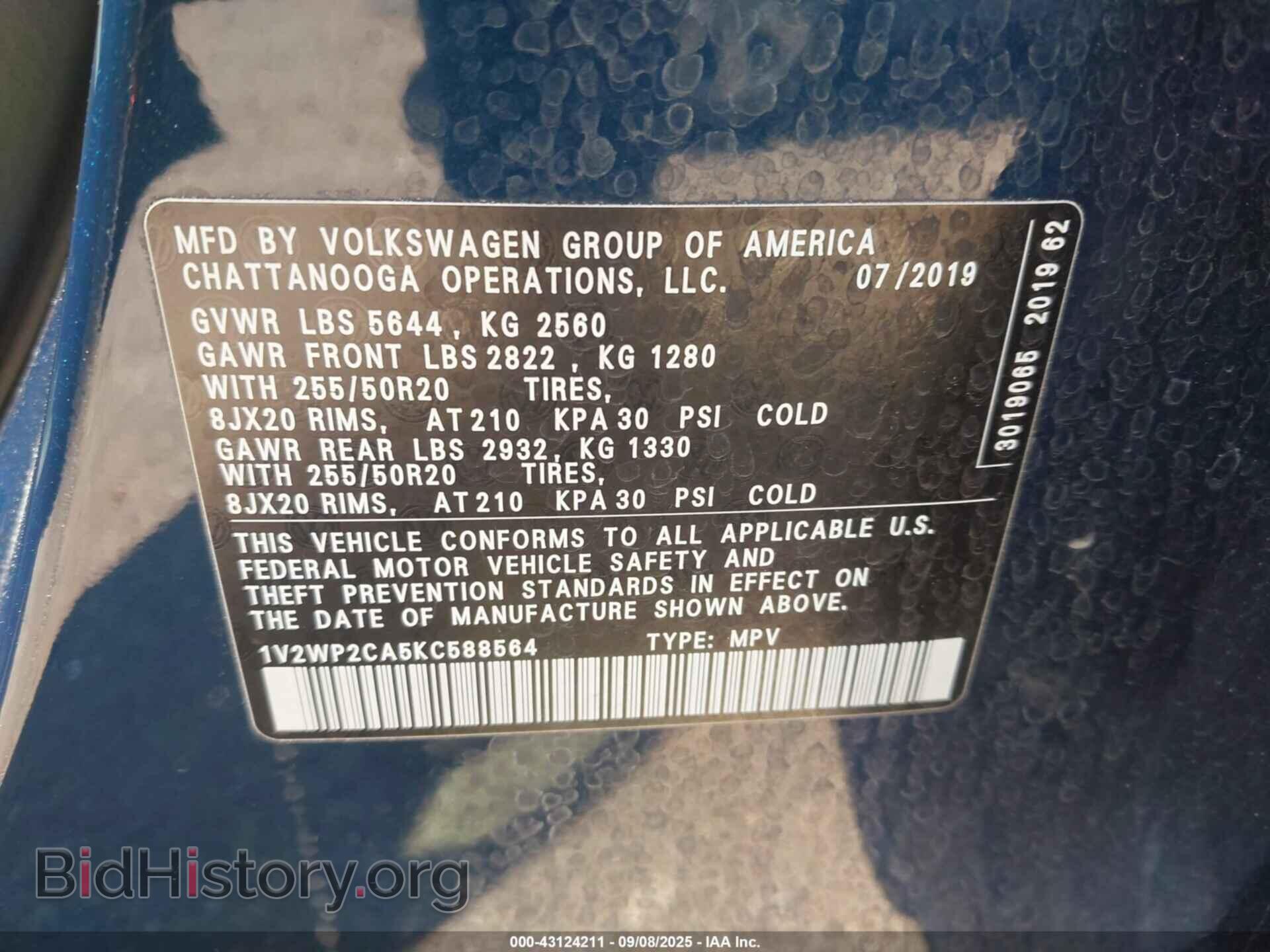 2019 VOLKSWAGEN ATLAS - VIN: 1V2WP2CA5KC588564 - Фото 9