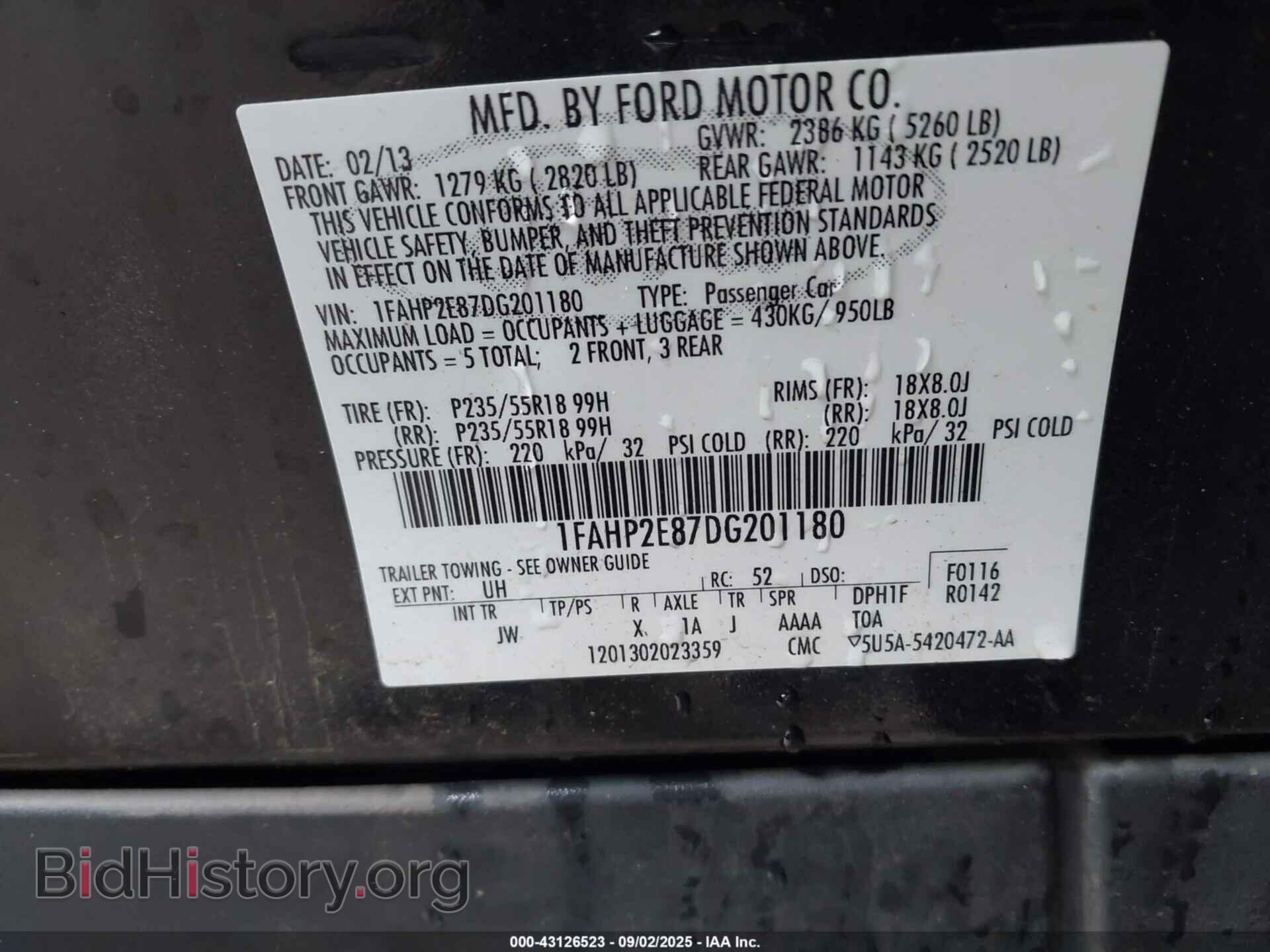 2013 FORD TAURUS - VIN: 1FAHP2E87DG201180 - Photo 9