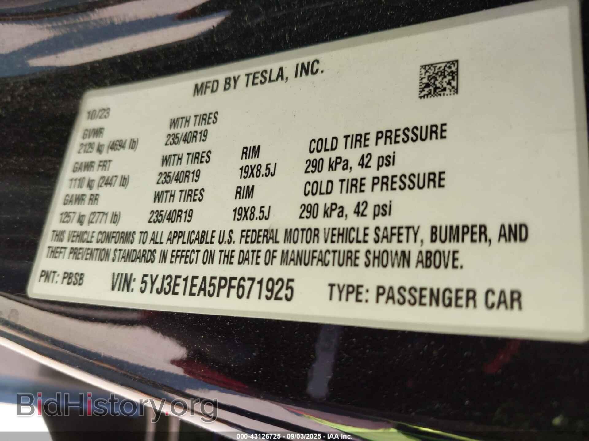 2023 TESLA MODEL 3 - VIN: 5YJ3E1EA5PF671925 - Фото 9