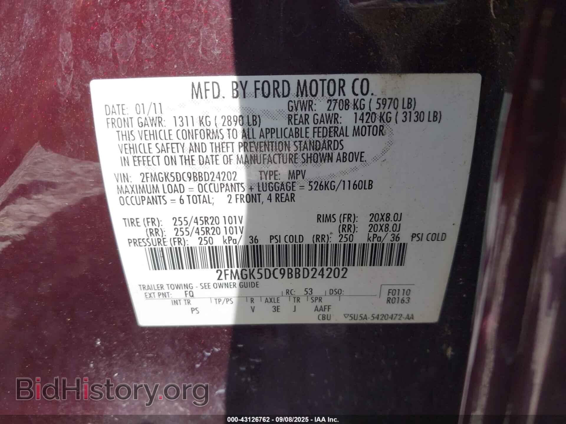 2011 FORD FLEX - VIN: 2FMGK5DC9BBD24202 - Photo 9