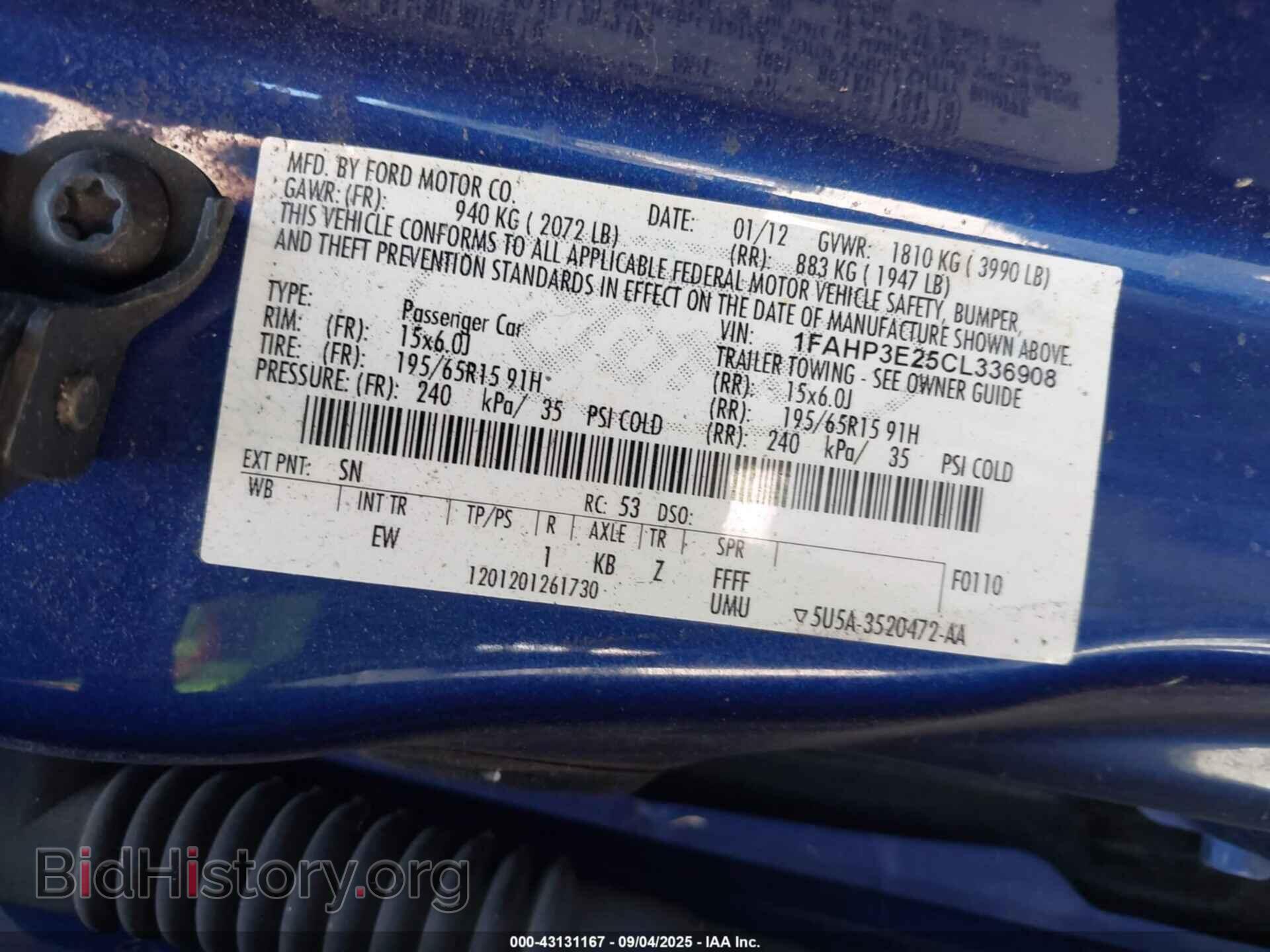 2012 FORD FOCUS - VIN: 1FAHP3E25CL336908 - Фото 9