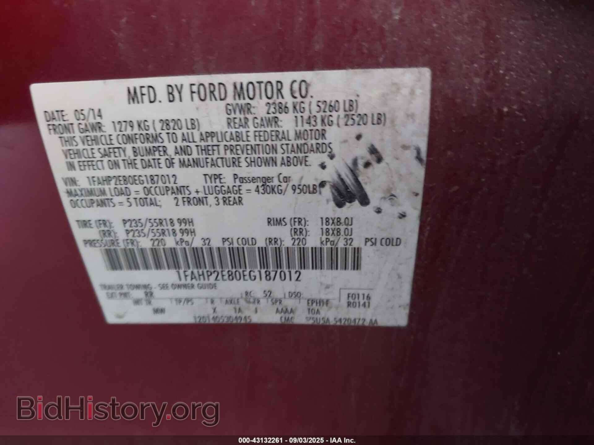 2014 FORD TAURUS - VIN: 1FAHP2E80EG187012 - Фото 9