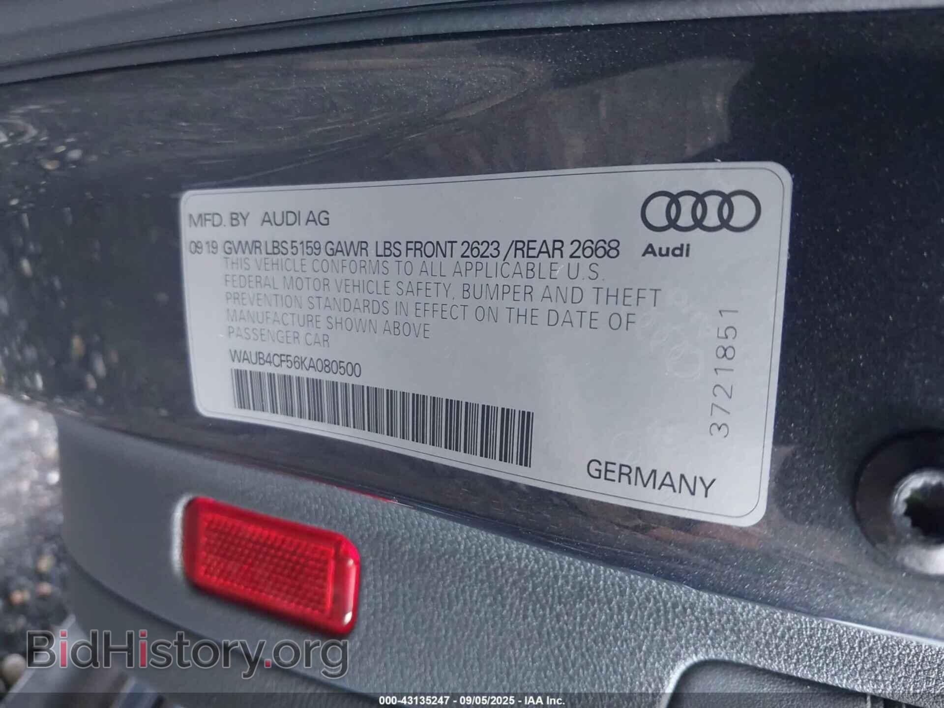2019 AUDI S5 - VIN: WAUB4CF56KA080500 - Фото 9