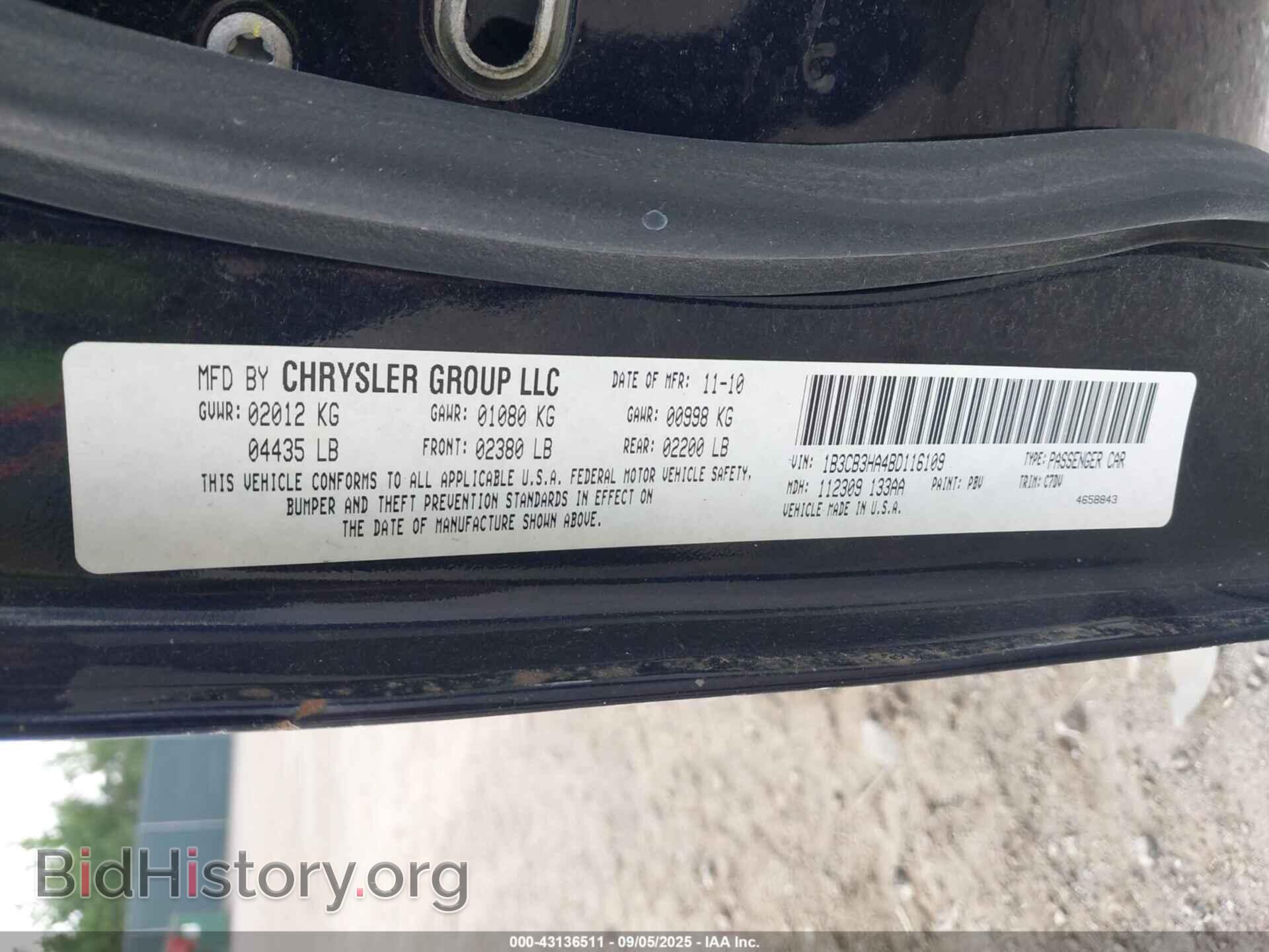 2011 DODGE CALIBER - VIN: 1B3CB3HA4BD116109 - Фото 9