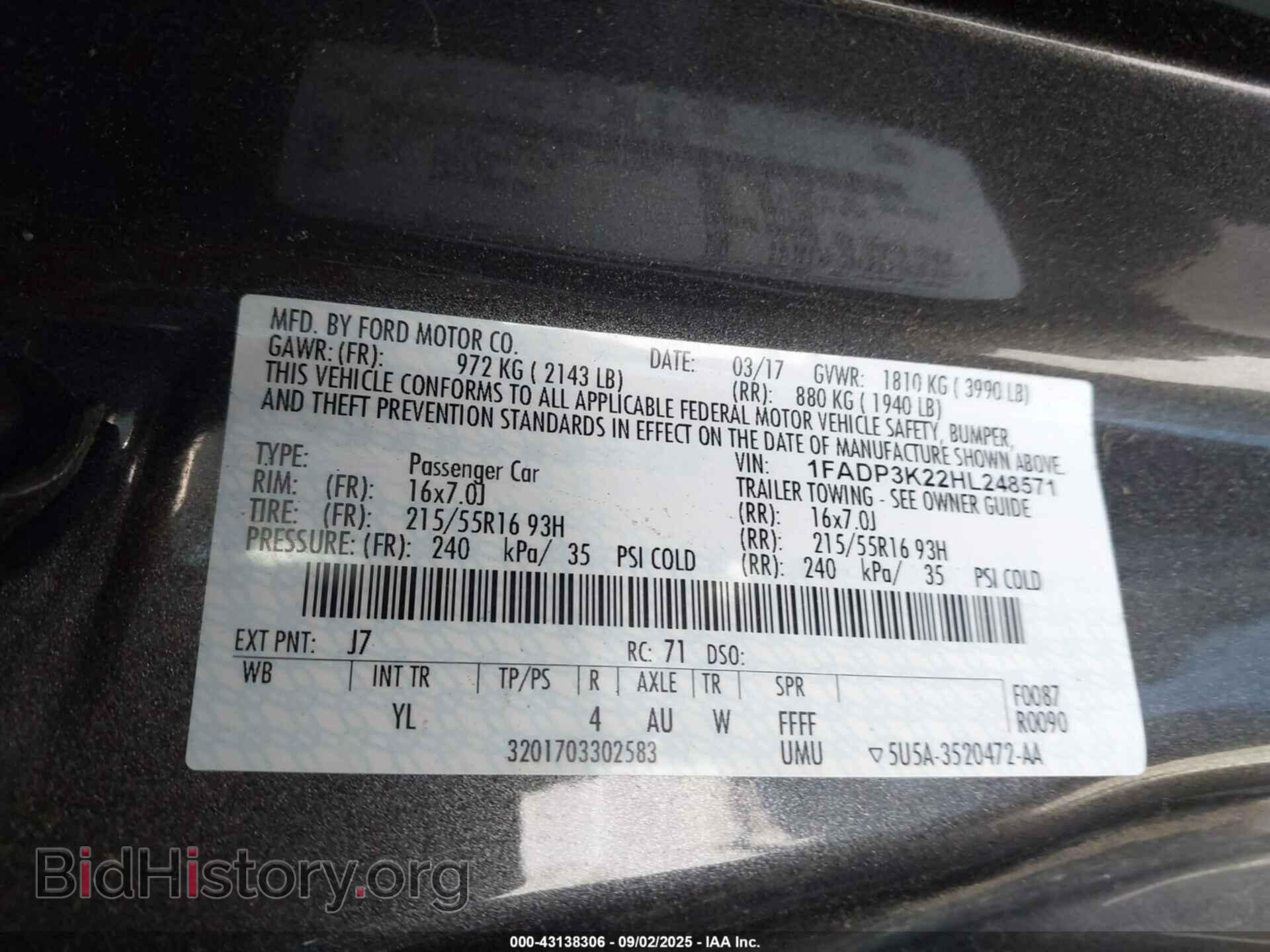 2017 FORD FOCUS - VIN: 1FADP3K22HL248571 - Photo 9