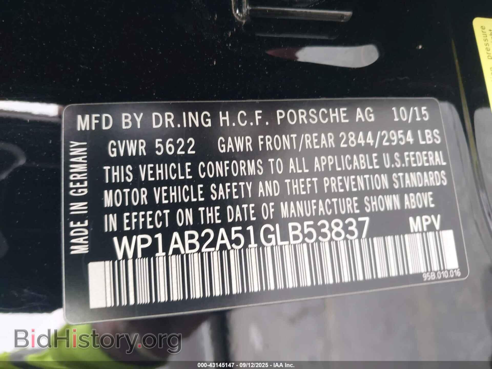 2016 PORSCHE MACAN - VIN: WP1AB2A51GLB53837 - Фото 9