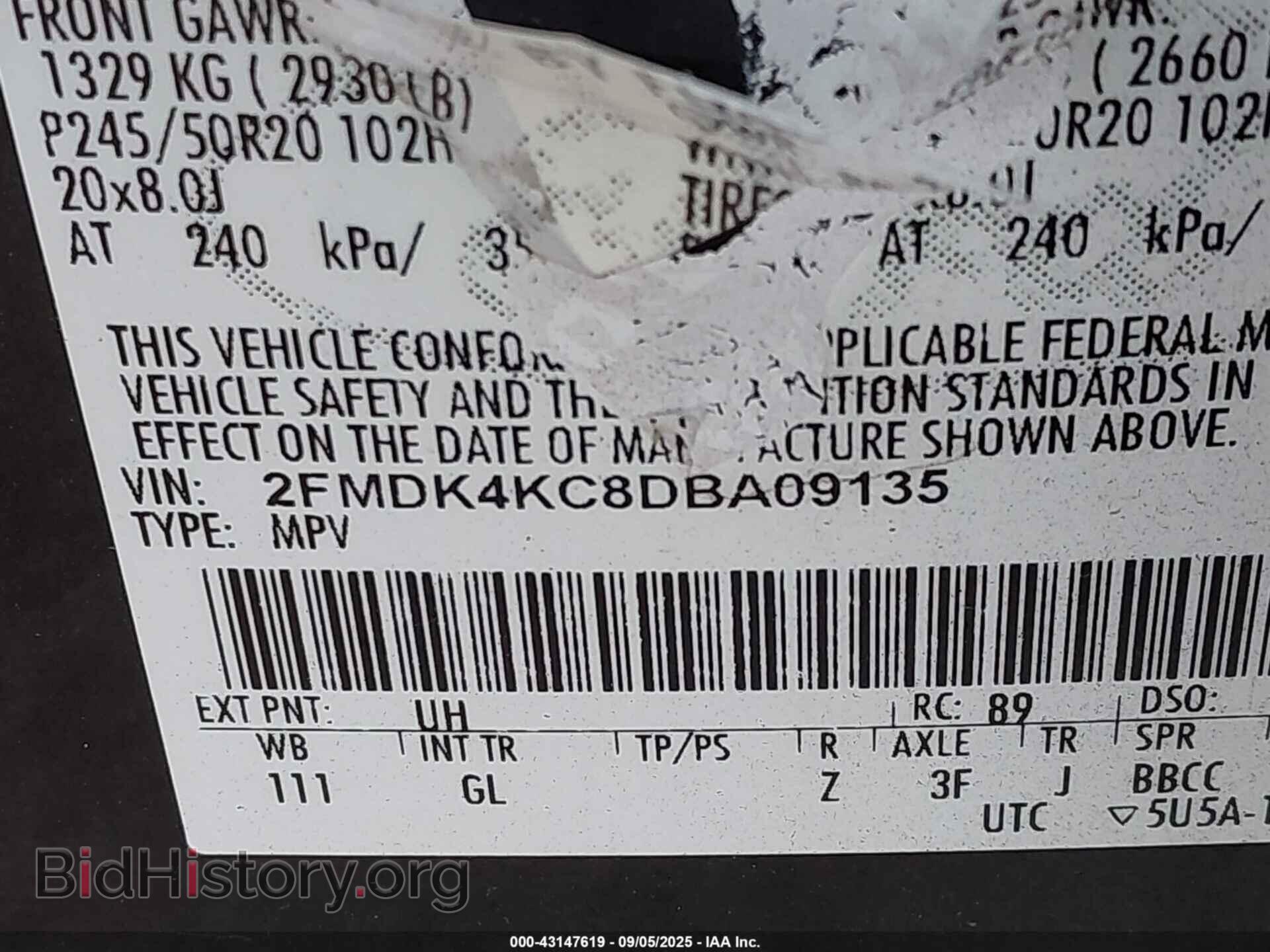 2013 FORD EDGE - VIN: 2FMDK4KC8DBA09135 - Photo 9