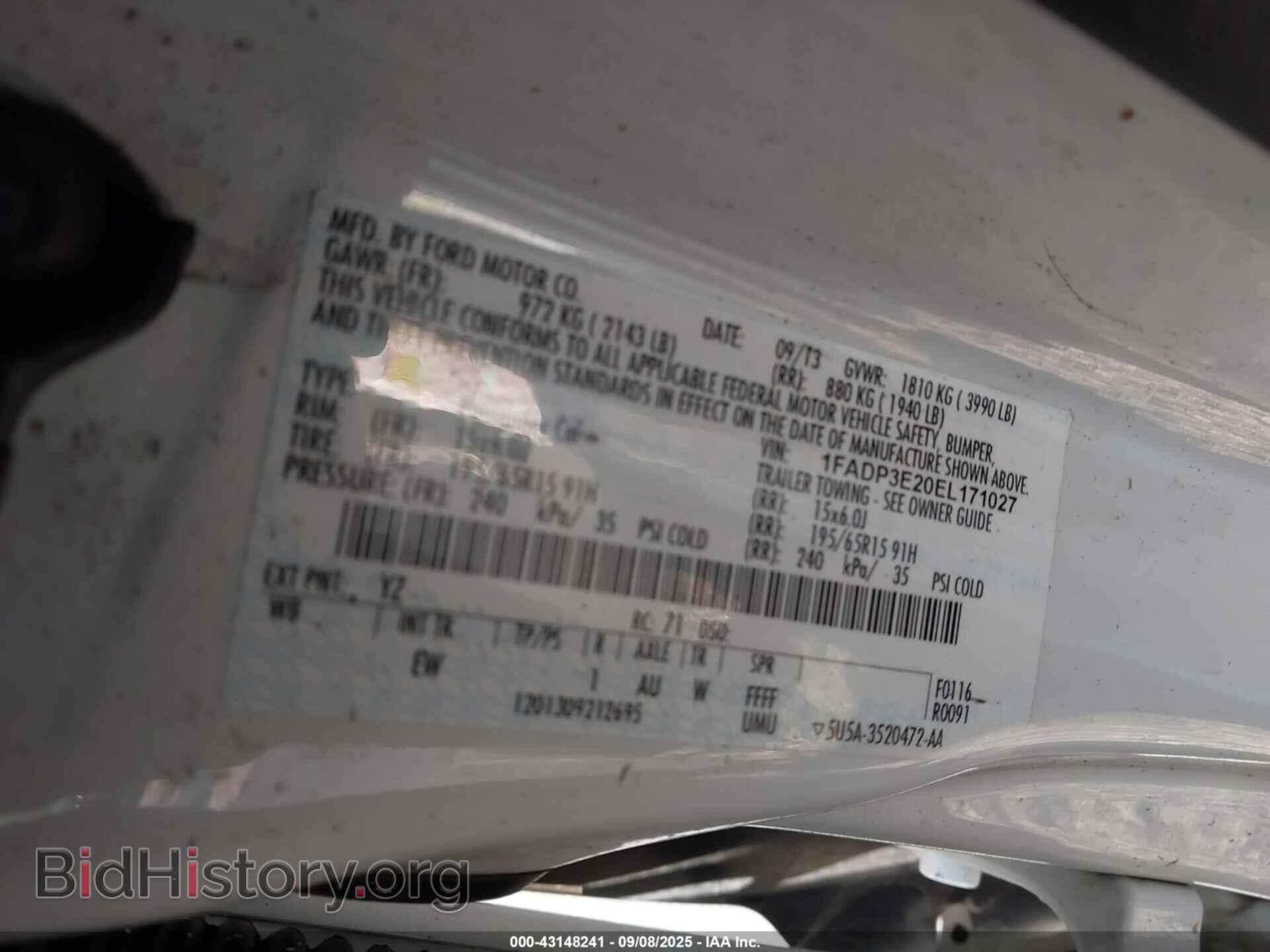 2014 FORD FOCUS - VIN: 1FADP3E20EL171027 - Фото 9