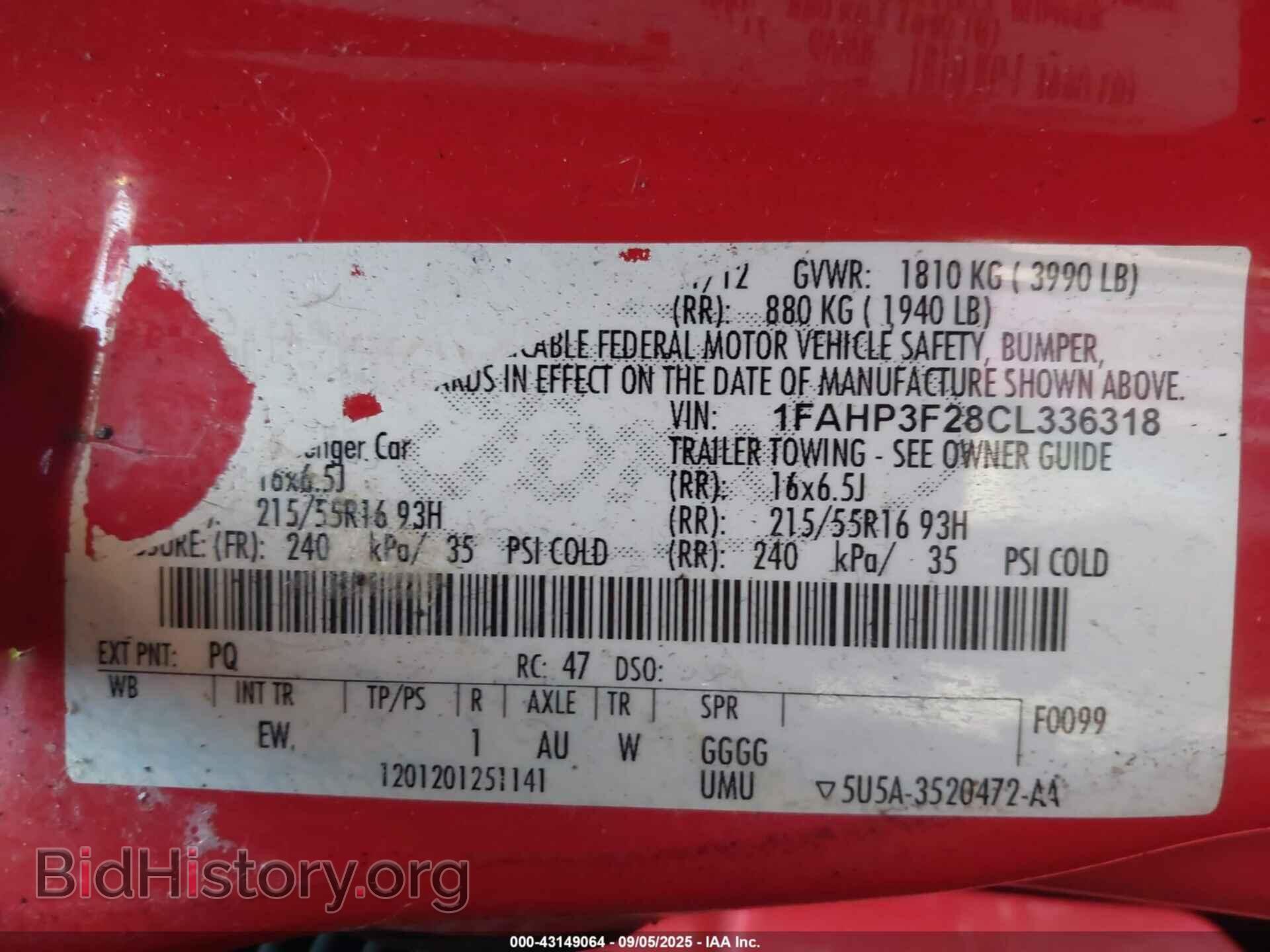 2012 FORD FOCUS - VIN: 1FAHP3F28CL336318 - Фото 9