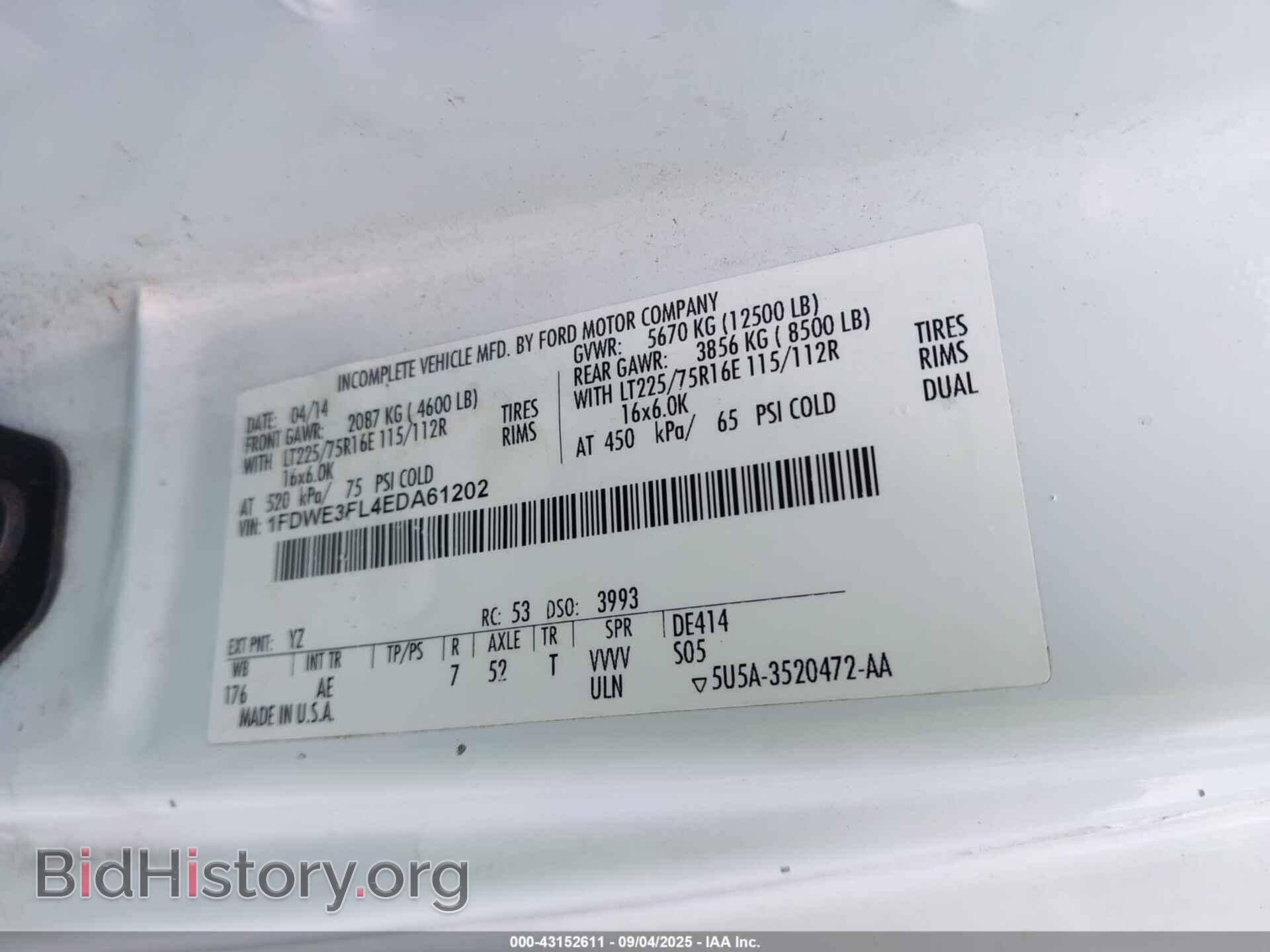 2014 FORD E-350 CUTAWAY - VIN: 1FDWE3FL4EDA61202 - Фото 9
