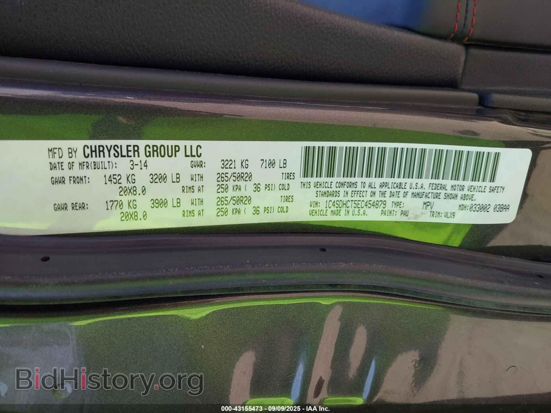 2014 DODGE DURANGO - VIN: 1C4SDHCT5EC454879 - Photo 9