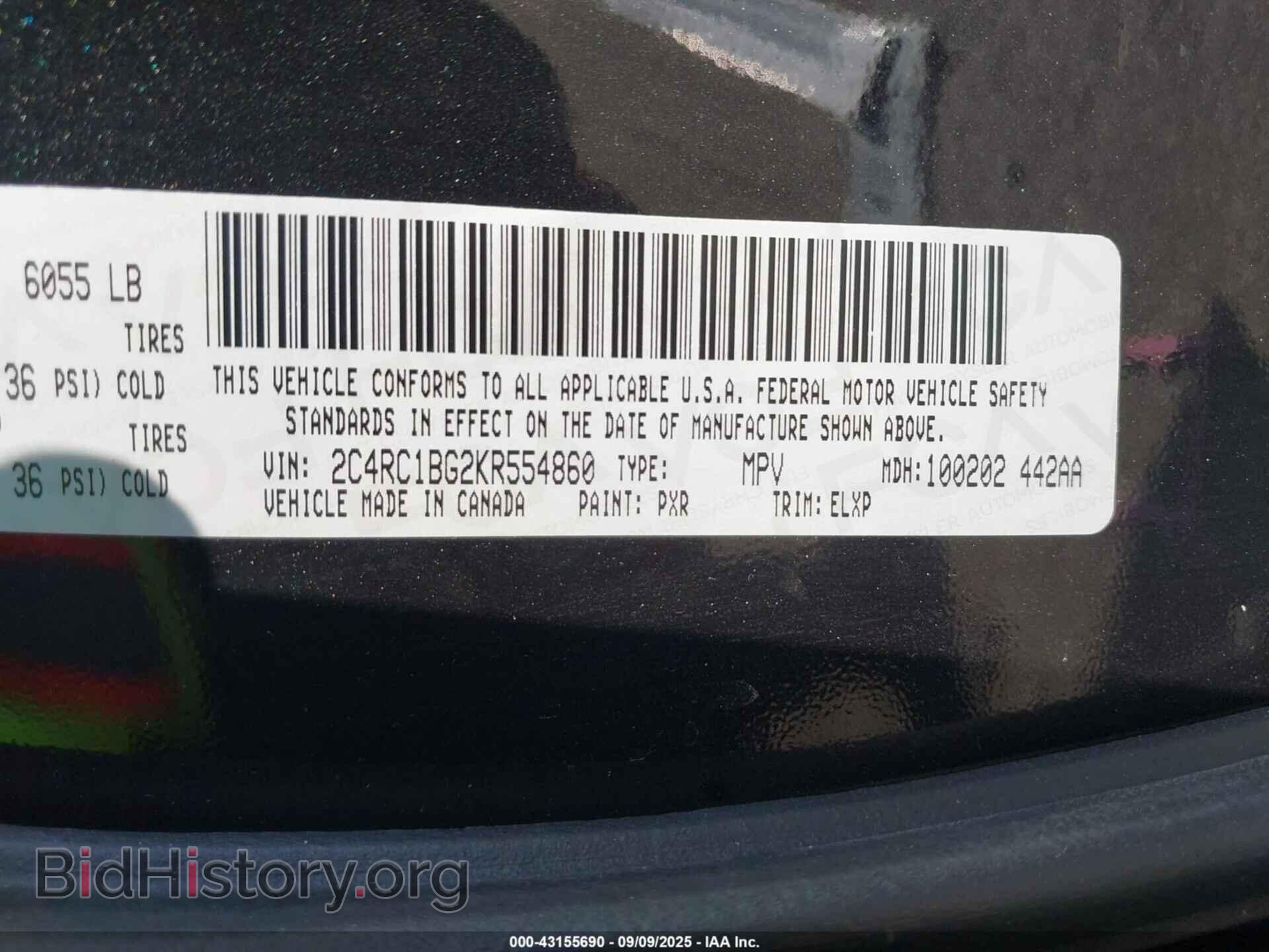 2019 CHRYSLER PACIFICA - VIN: 2C4RC1BG2KR554860 - Фото 9