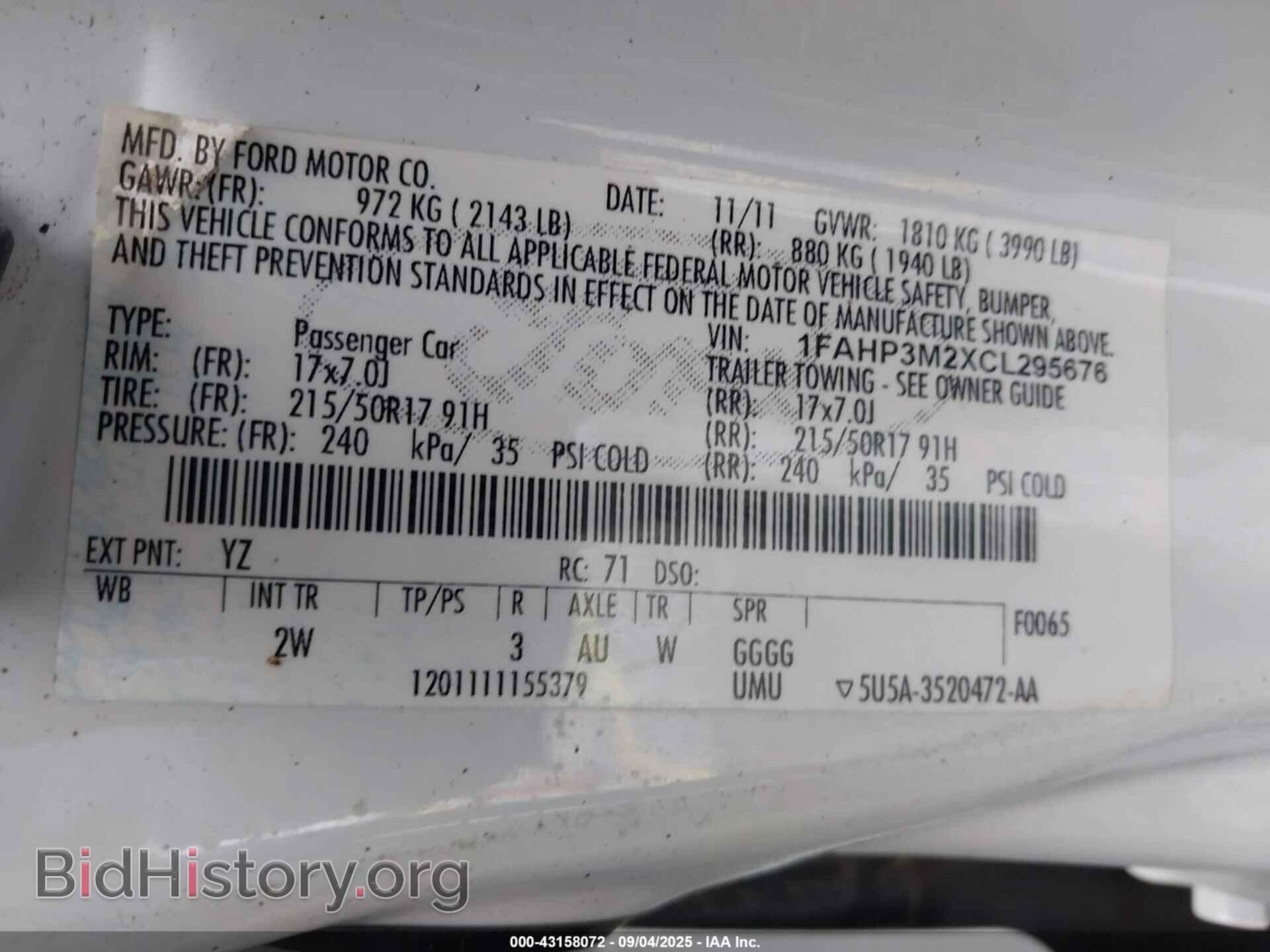 2012 FORD FOCUS - VIN: 1FAHP3M2XCL295676 - Фото 9