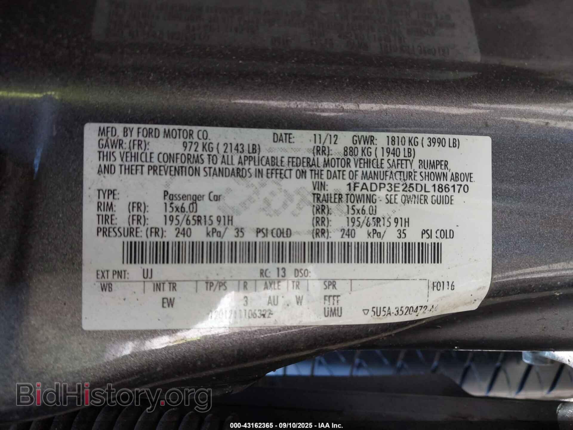2013 FORD FOCUS - VIN: 1FADP3E25DL186170 - Фото 9