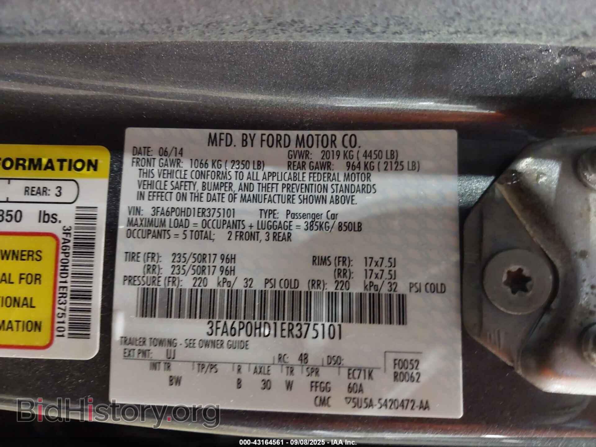2014 FORD FUSION - VIN: 3FA6P0HD1ER375101 - Фото 9