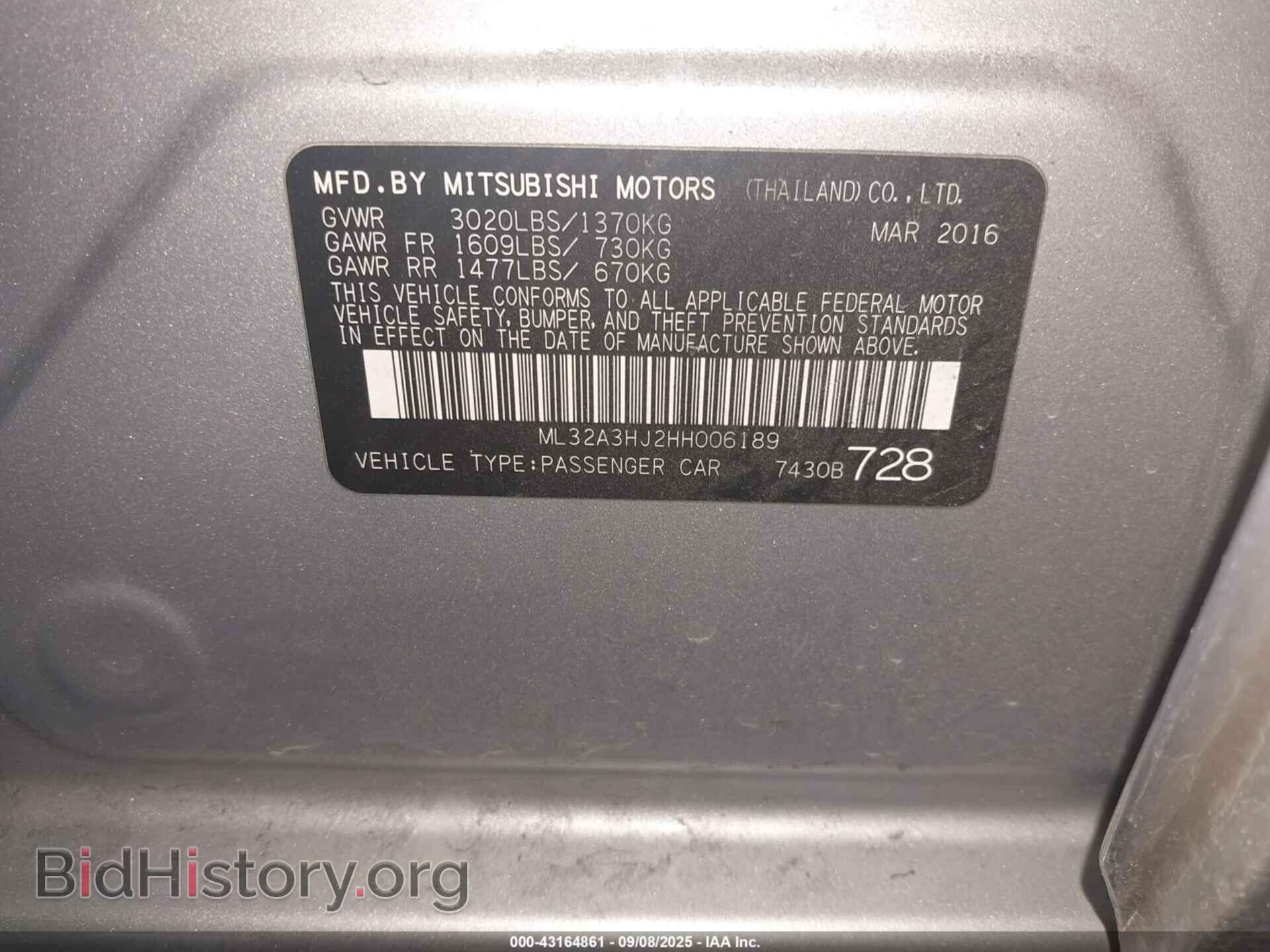 2017 MITSUBISHI MIRAGE - VIN: ML32A3HJ2HH006189 - Фото 9