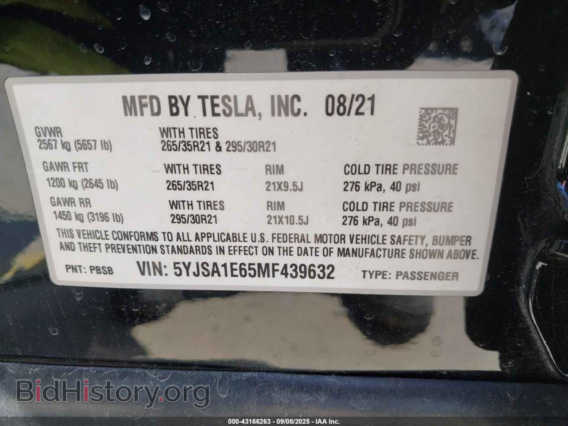 2021 TESLA MODEL S - VIN: 5YJSA1E65MF439632 - Photo 9