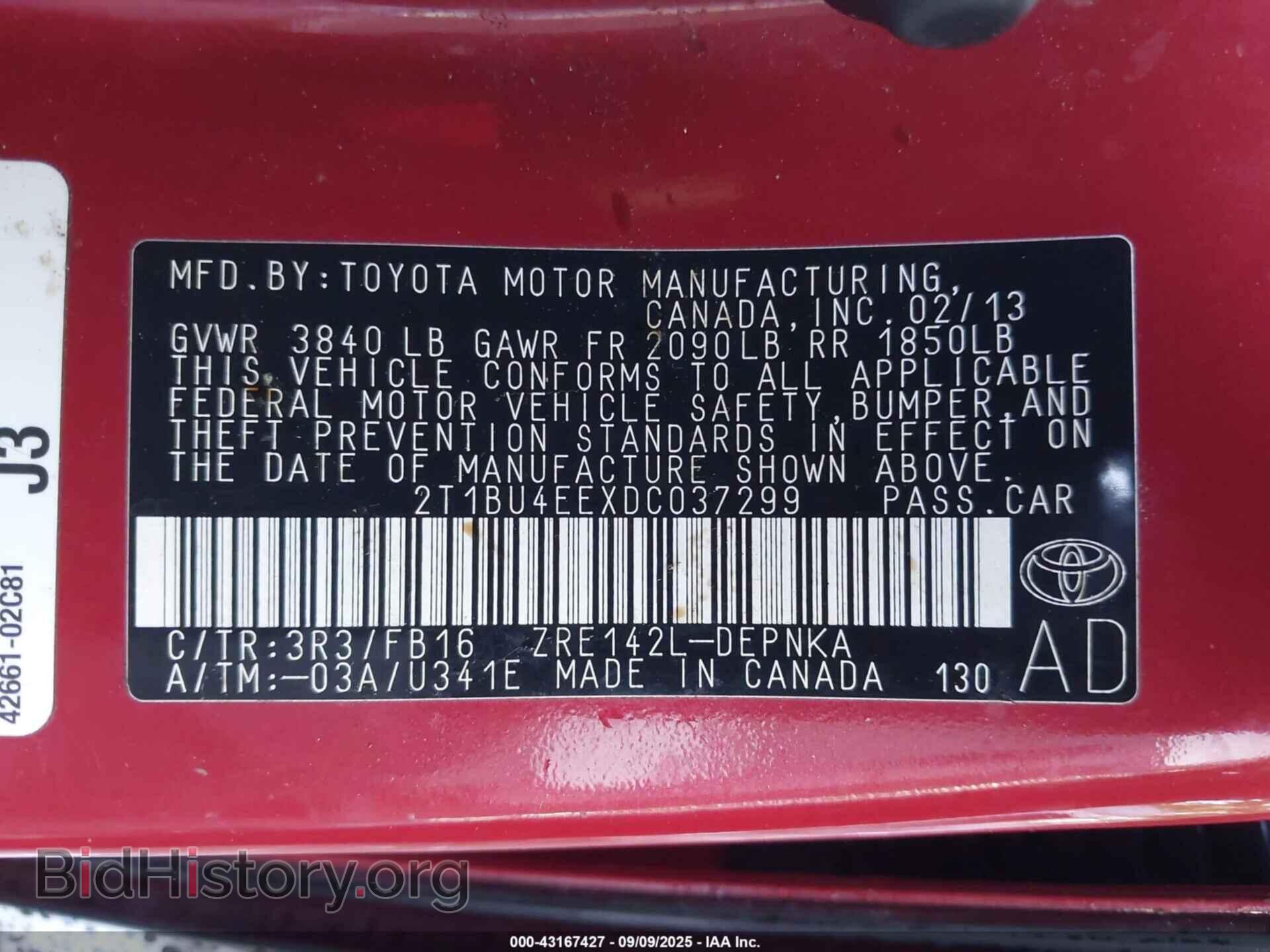 2013 TOYOTA COROLLA - VIN: 2T1BU4EEXDC037299 - Фото 9