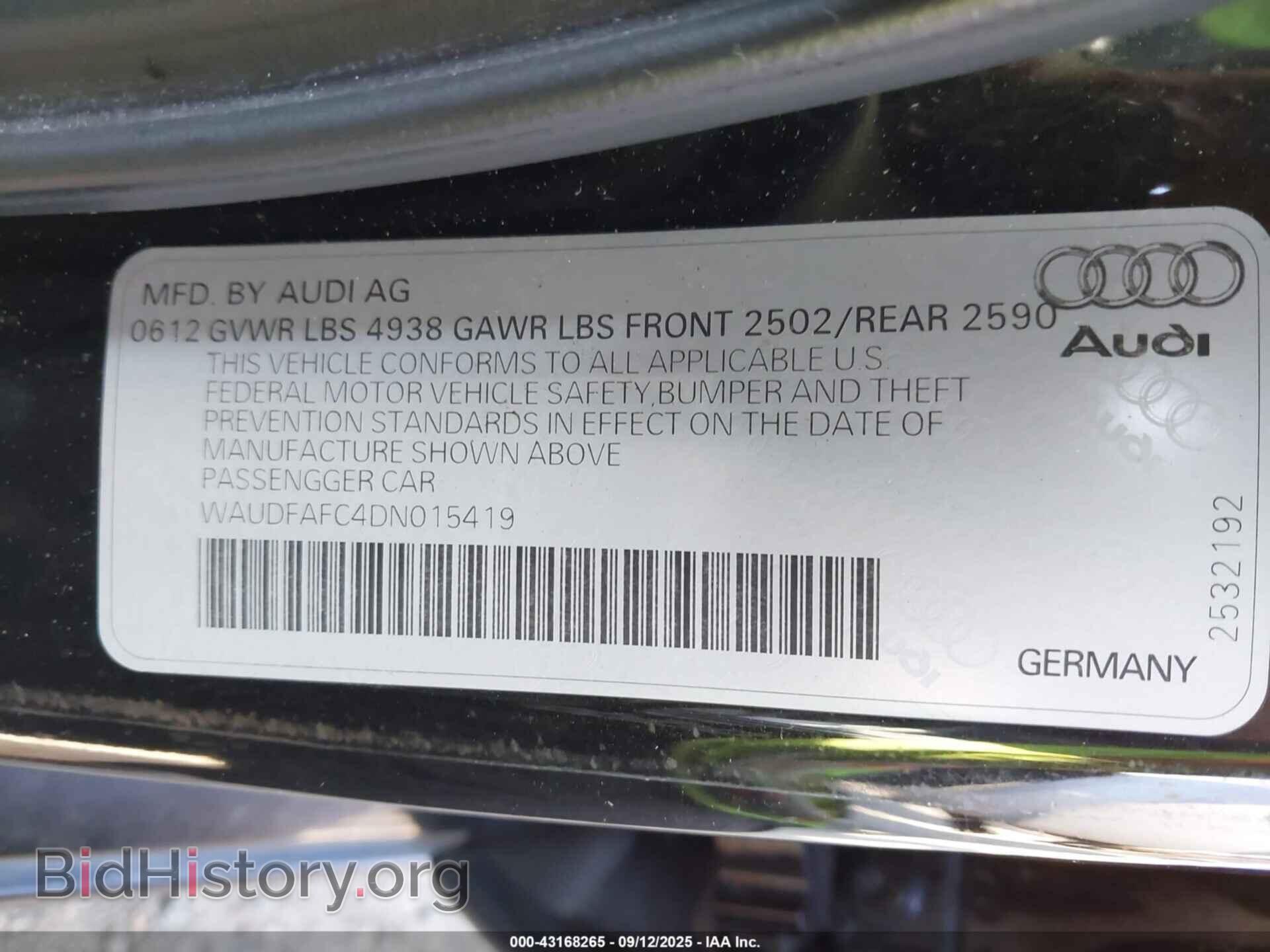 2013 AUDI A6 - VIN: WAUDFAFC4DN015419 - Фото 9