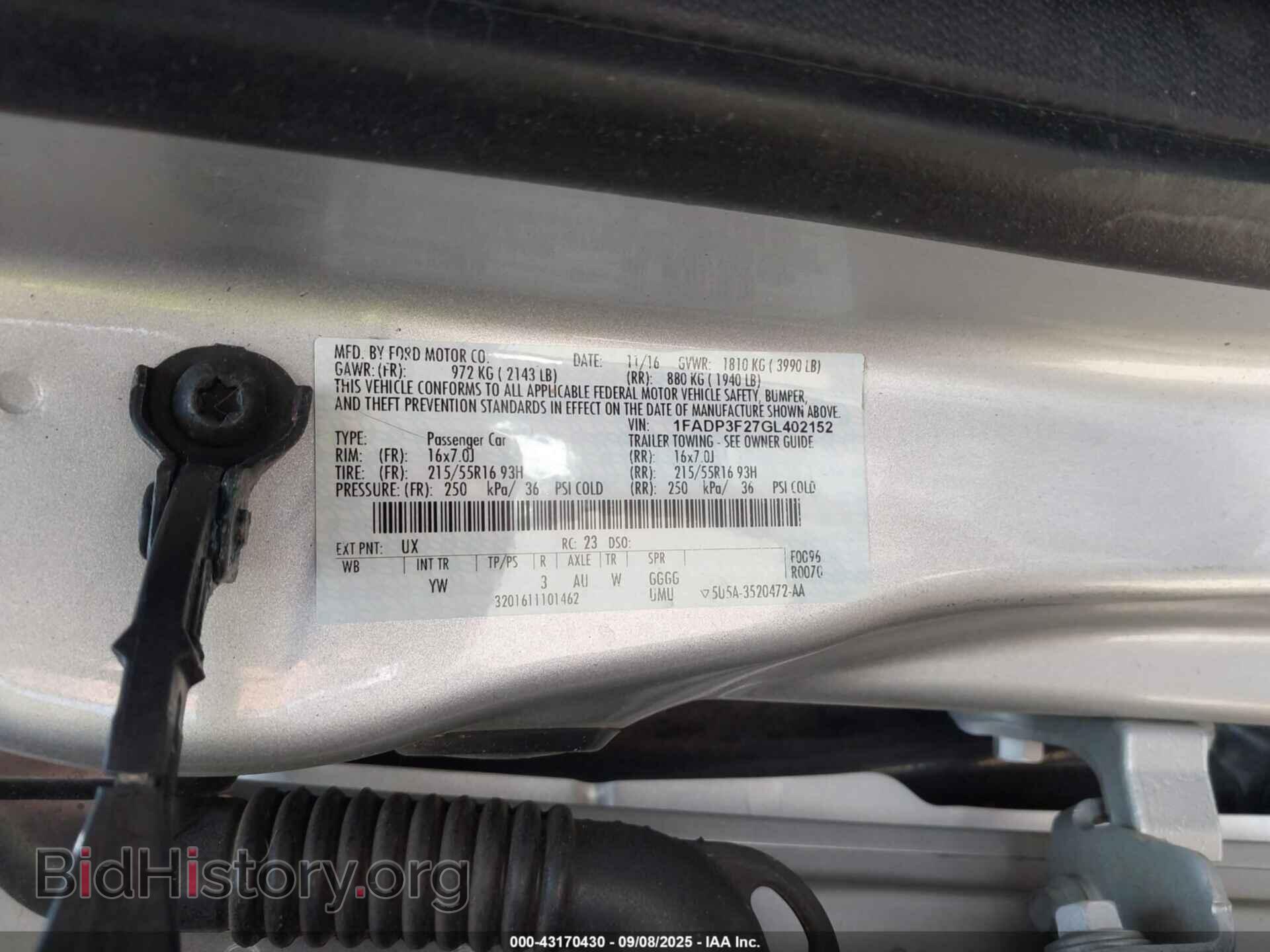 2016 FORD FOCUS - VIN: 1FADP3F27GL402152 - Фото 9
