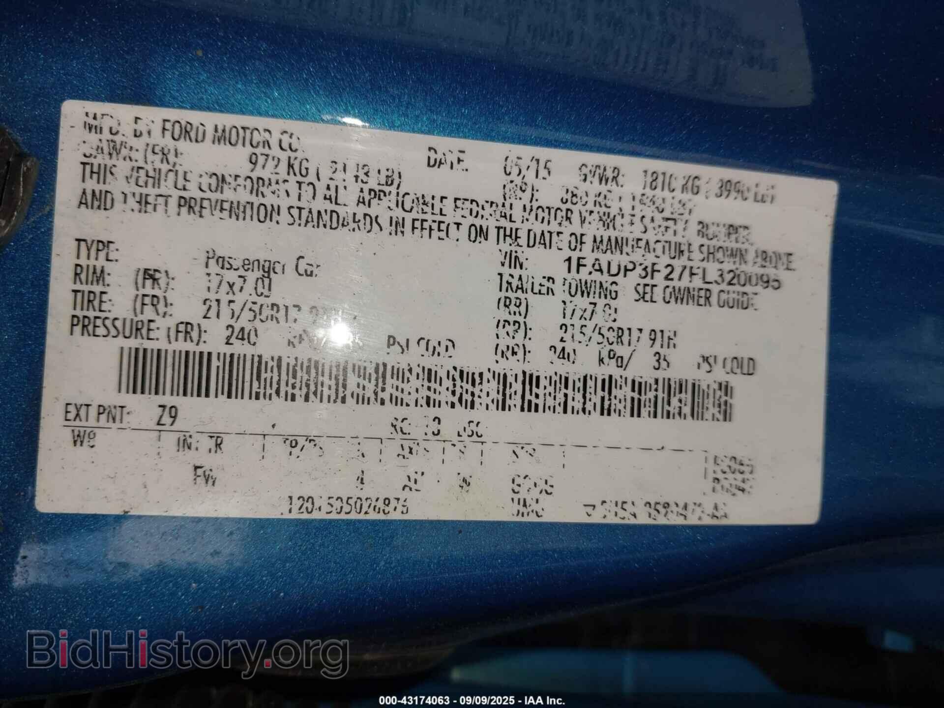 2015 FORD FOCUS - VIN: 1FADP3F27FL320095 - Фото 9