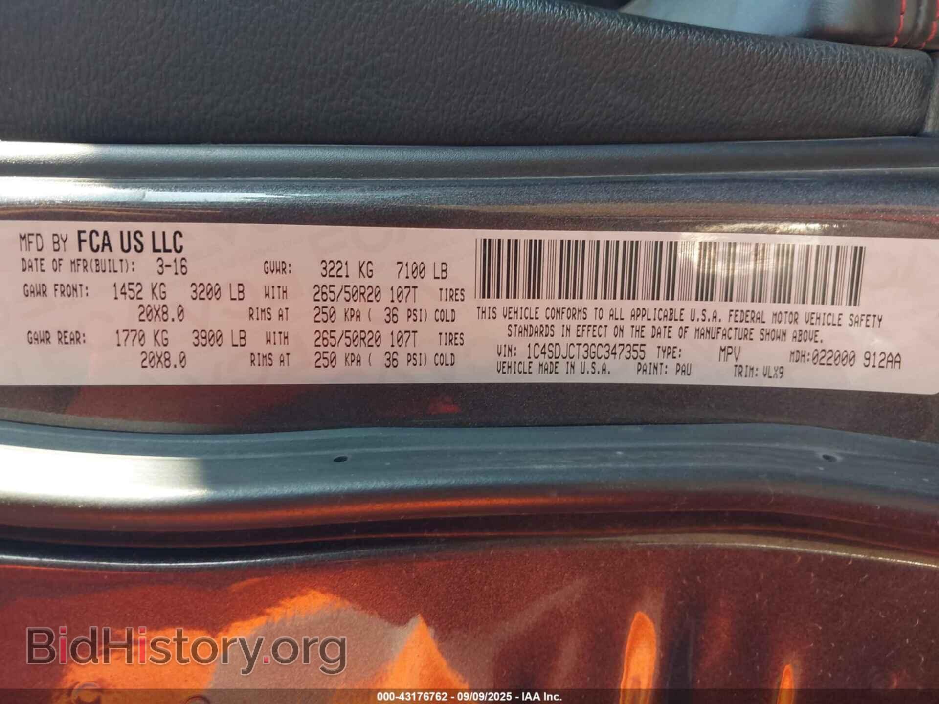 2016 DODGE DURANGO - VIN: 1C4SDJCT3GC347355 - Photo 9