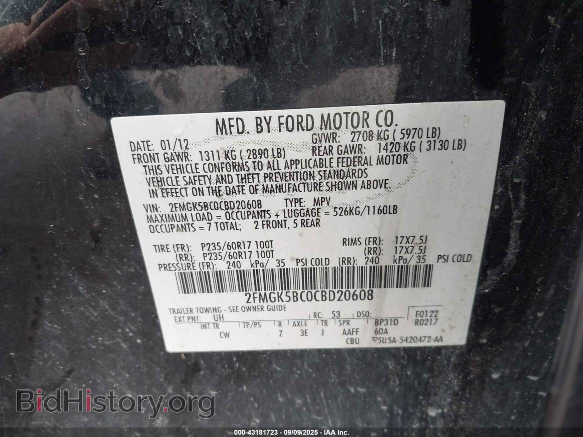 2012 FORD FLEX - VIN: 2FMGK5BC0CBD20608 - Photo 9
