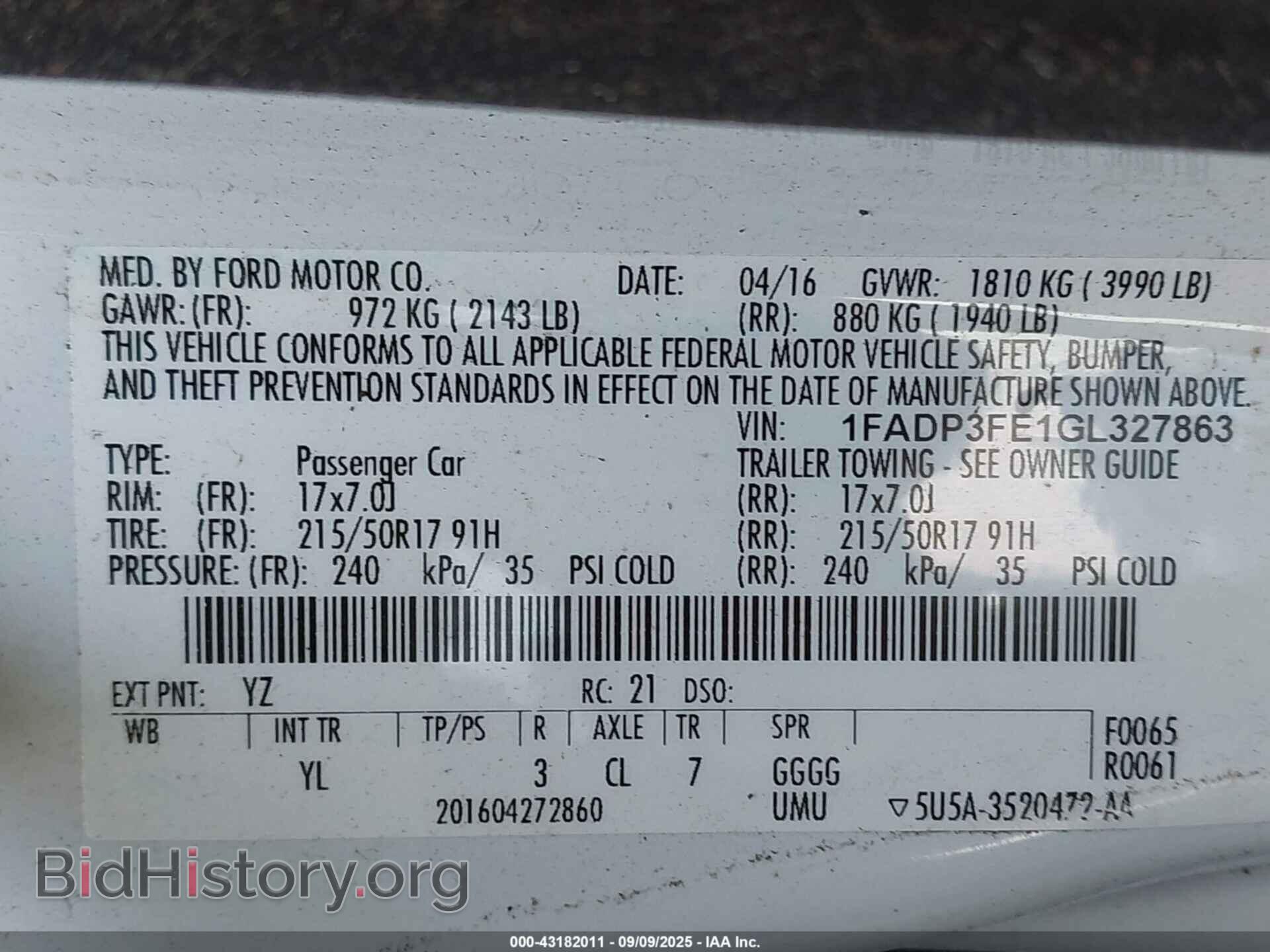 2016 FORD FOCUS - VIN: 1FADP3FE1GL327863 - Photo 9