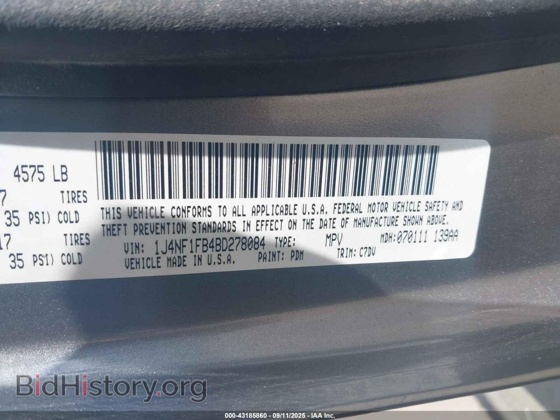 2011 JEEP COMPASS - VIN: 1J4NF1FB4BD278084 - Фото 9