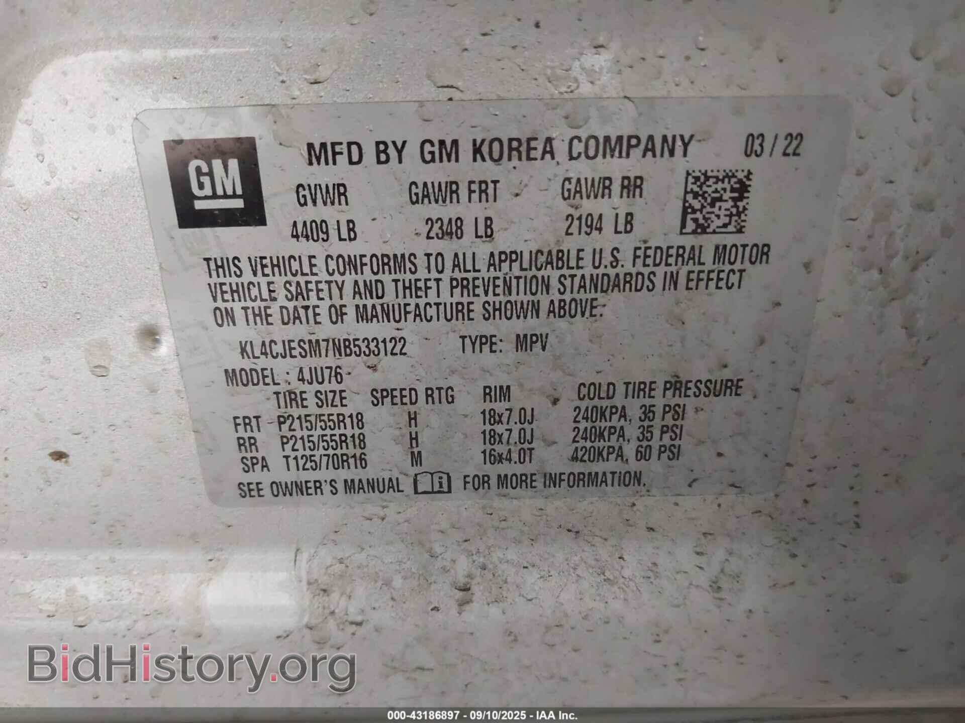 2022 BUICK ENCORE - VIN: KL4CJESM7NB533122 - Фото 9