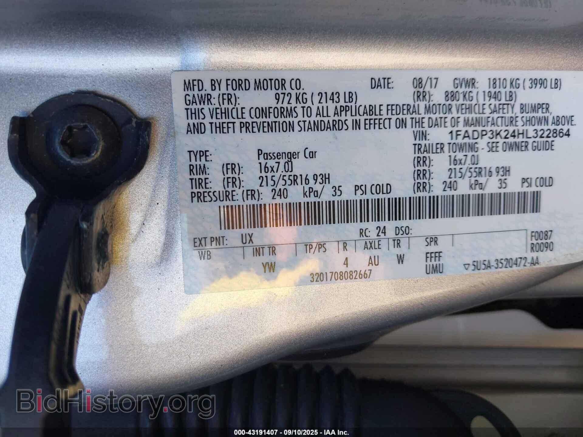 2017 FORD FOCUS - VIN: 1FADP3K24HL322864 - Фото 9