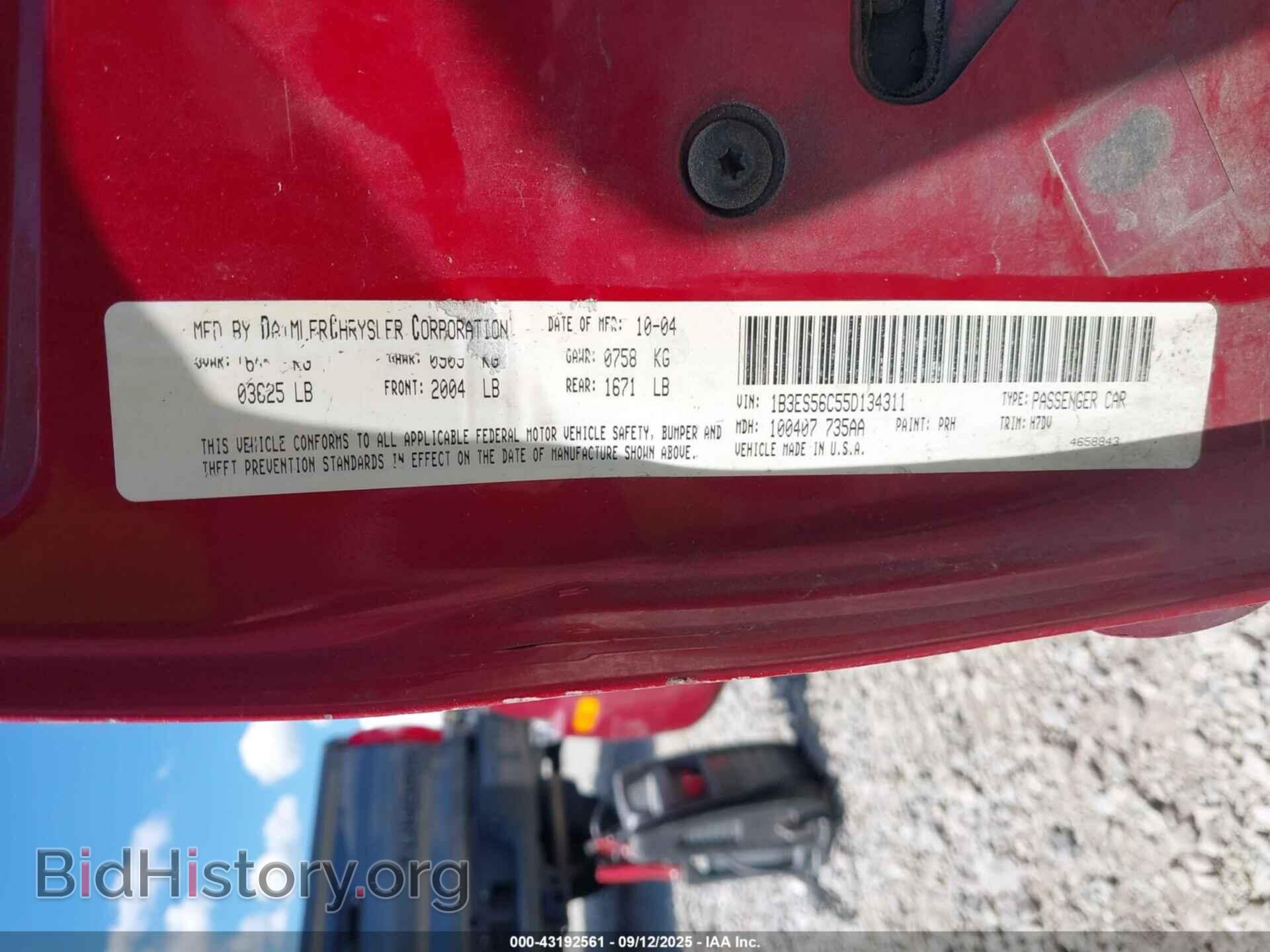 2005 DODGE NEON - VIN: 1B3ES56C55D134311 - Фото 9
