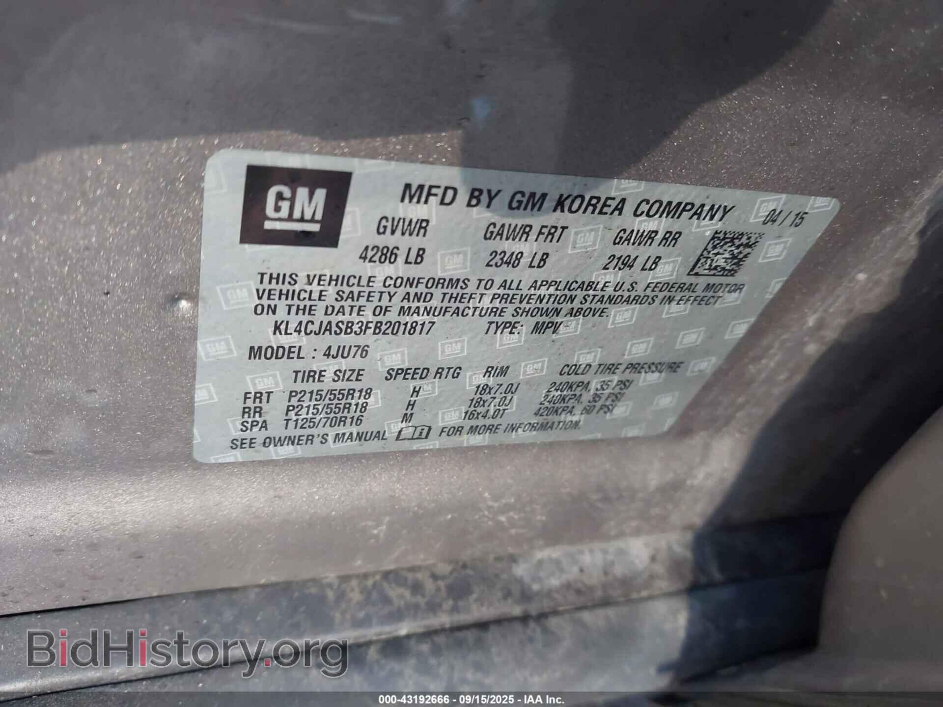 2015 BUICK ENCORE - VIN: KL4CJASB3FB201817 - Photo 9