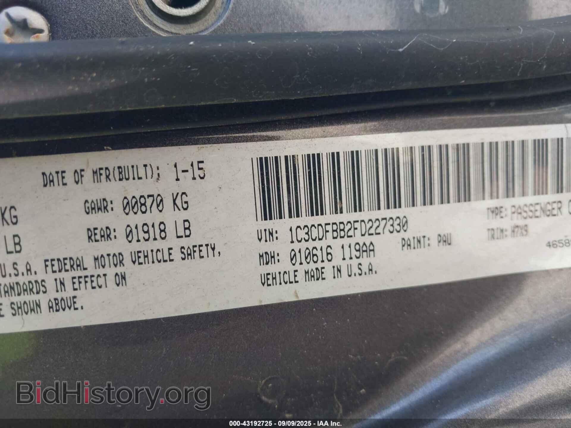 2015 DODGE DART - VIN: 1C3CDFBB2FD227330 - Фото 9