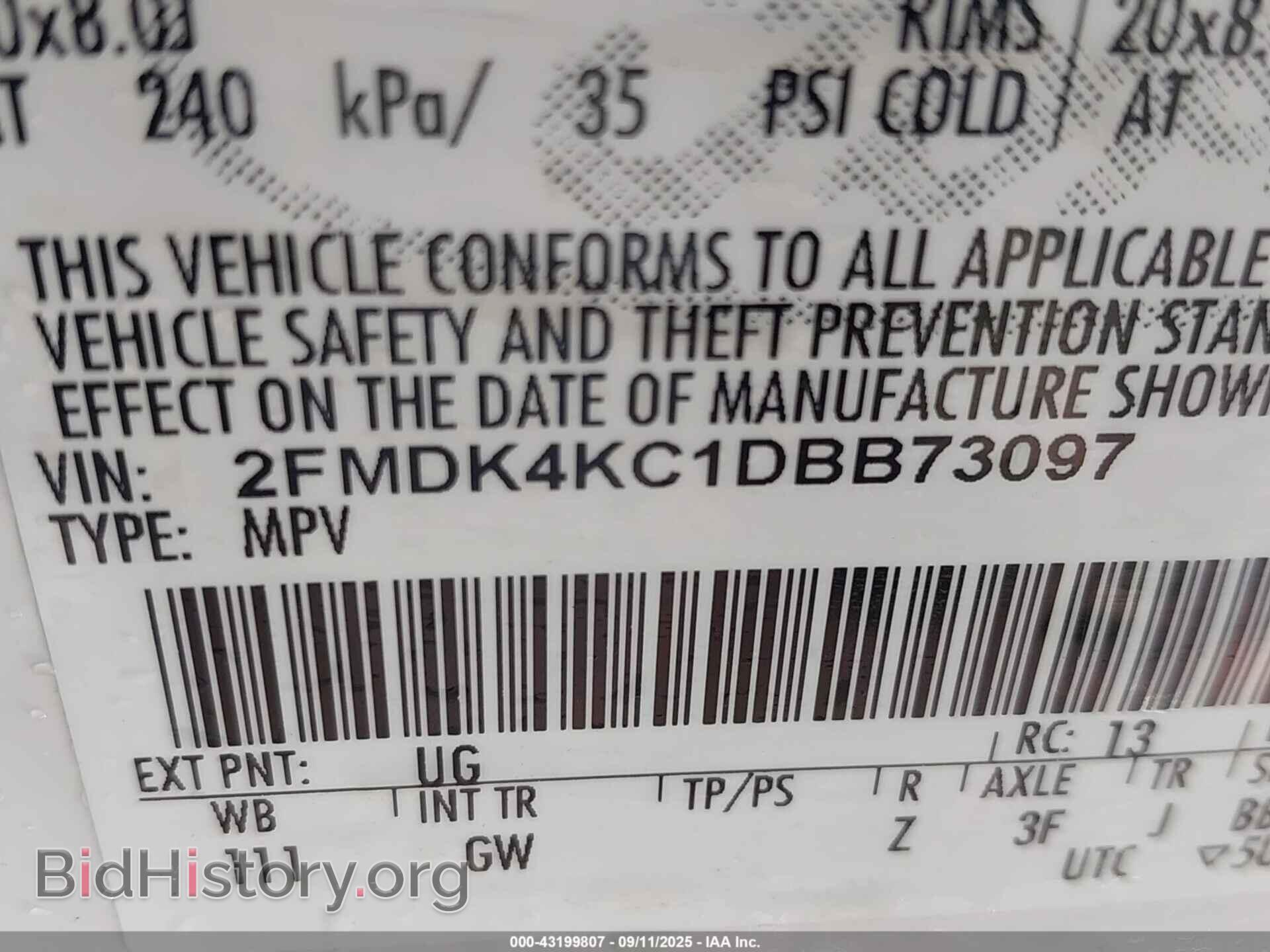 2013 FORD EDGE - VIN: 2FMDK4KC1DBB73097 - Photo 9