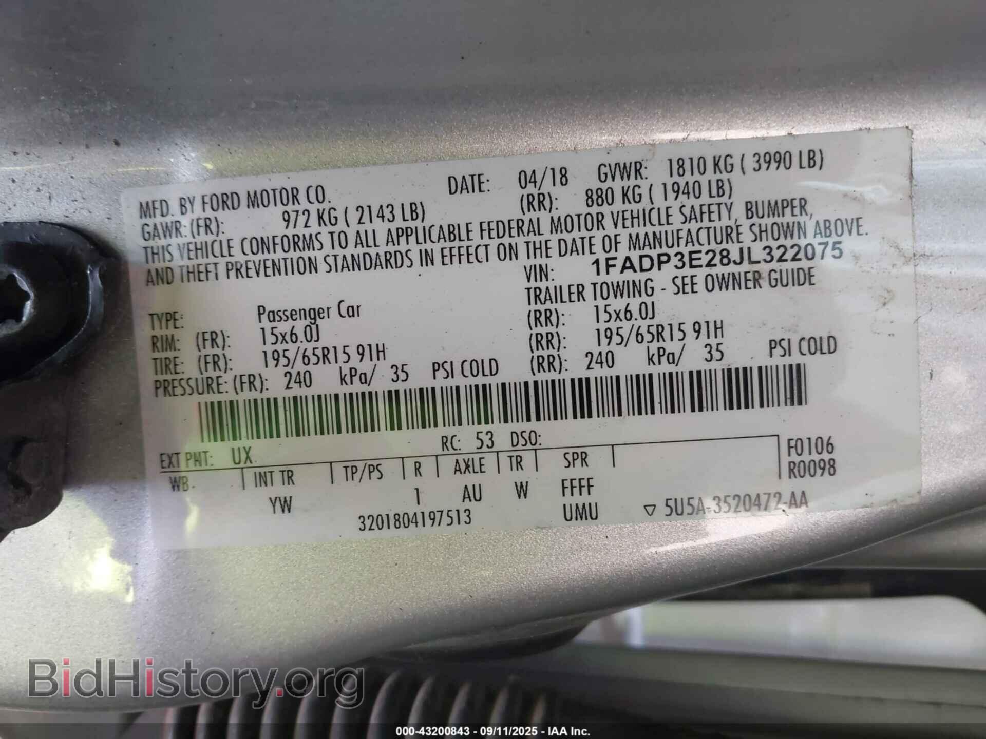2018 FORD FOCUS - VIN: 1FADP3E28JL322075 - Фото 9