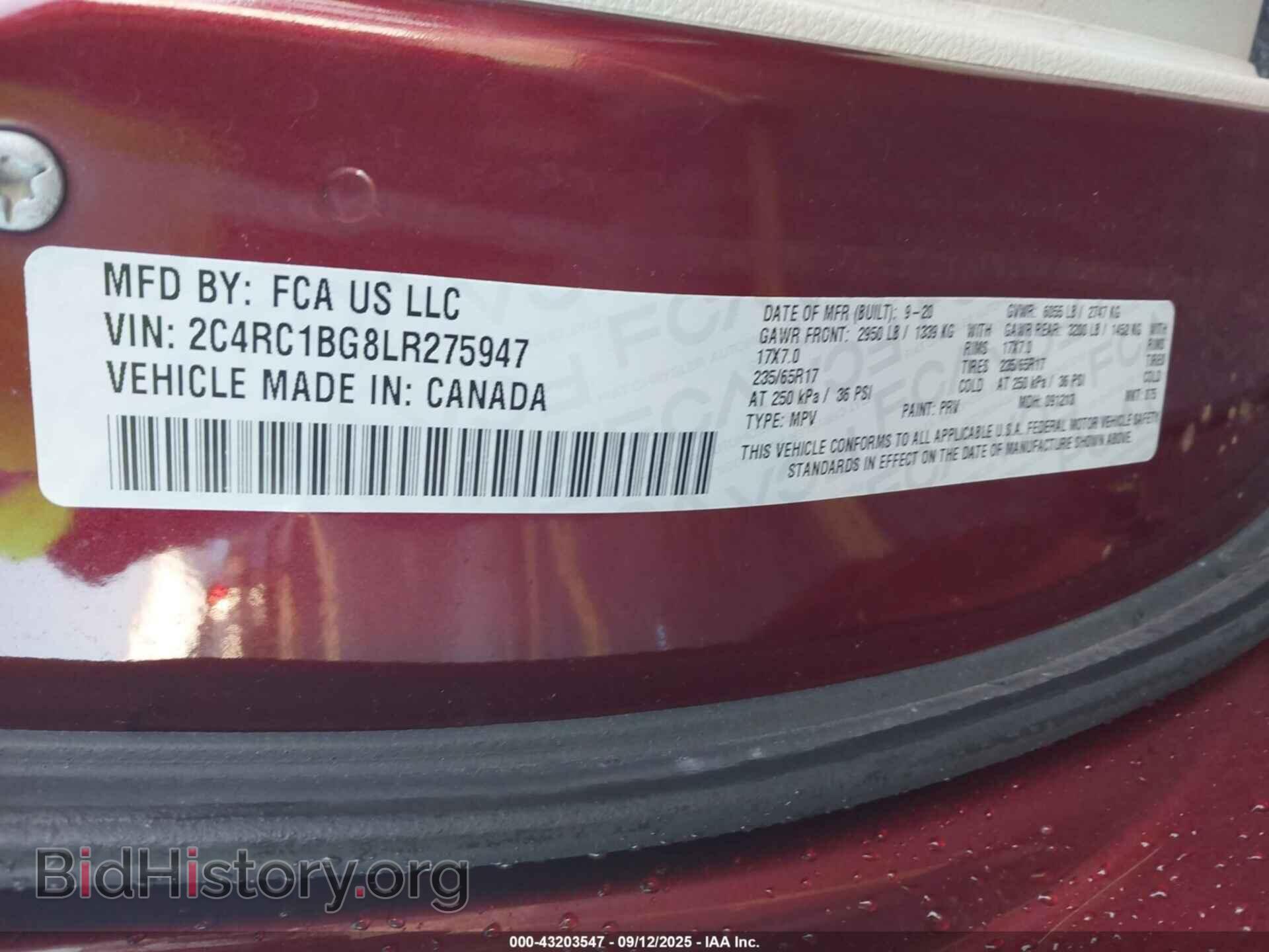 2020 CHRYSLER PACIFICA - VIN: 2C4RC1BG8LR275947 - Фото 9