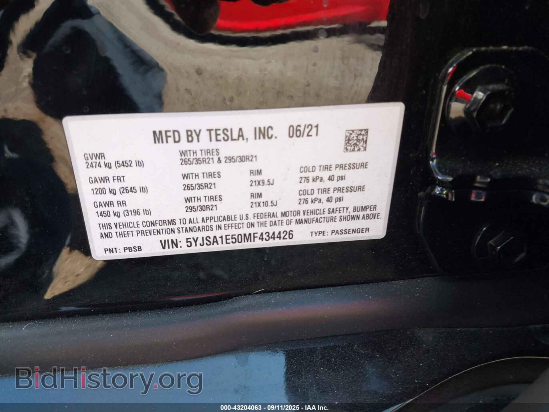 2021 TESLA MODEL S - VIN: 5YJSA1E50MF434426 - Фото 9