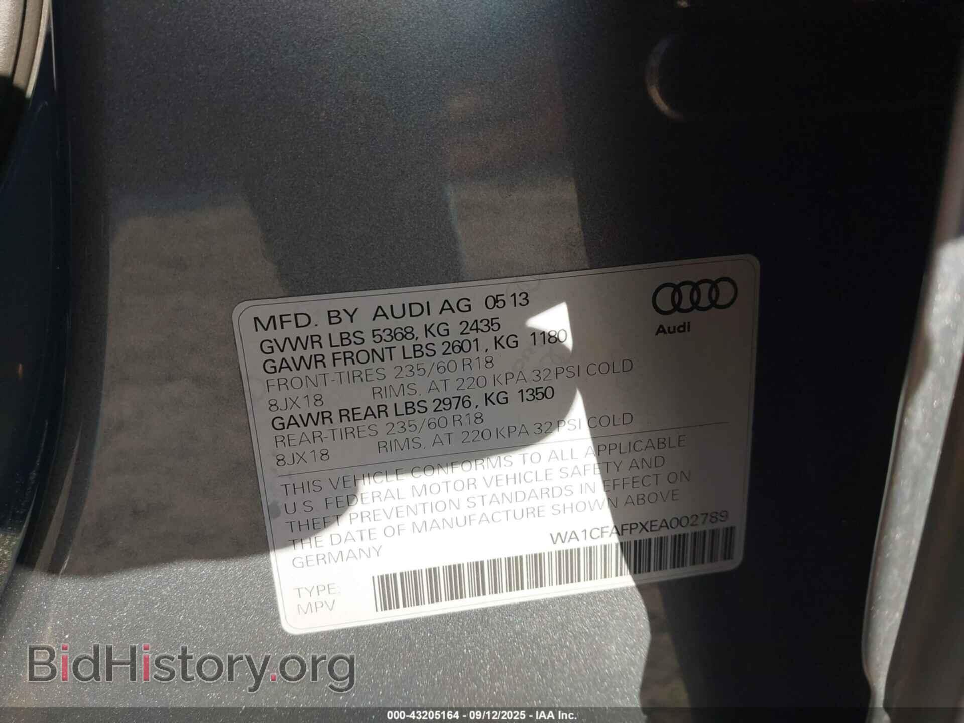 2014 AUDI Q5 - VIN: WA1CFAFPXEA002789 - Фото 9