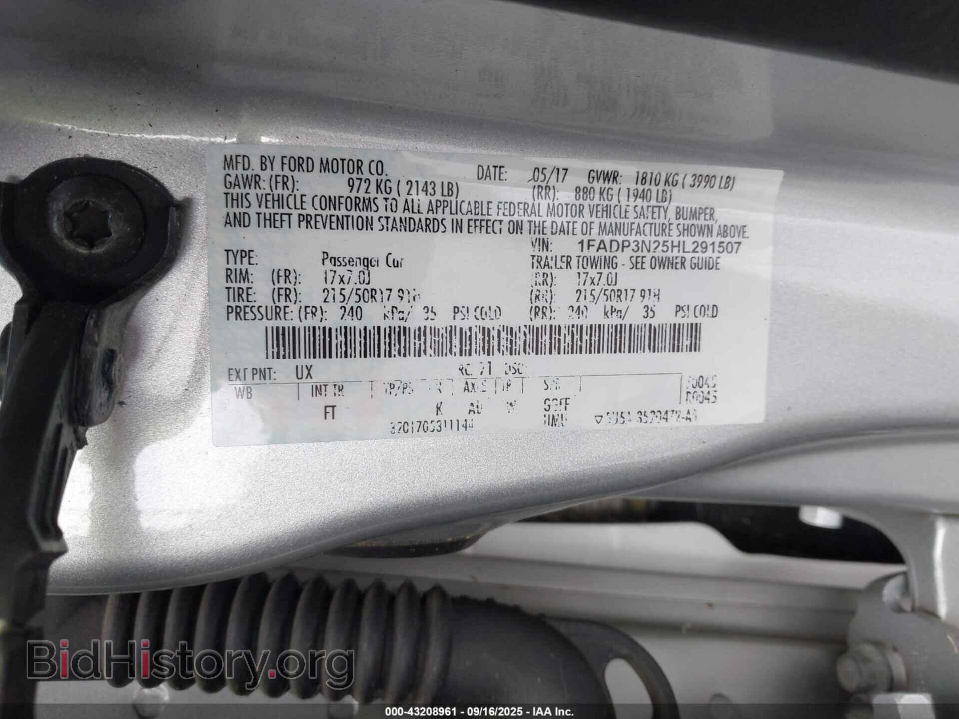 2017 FORD FOCUS - VIN: 1FADP3N25HL291507 - Фото 9