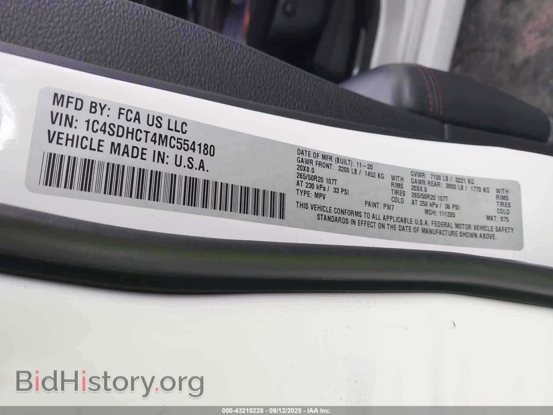 2021 DODGE DURANGO - VIN: 1C4SDHCT4MC554180 - Photo 9