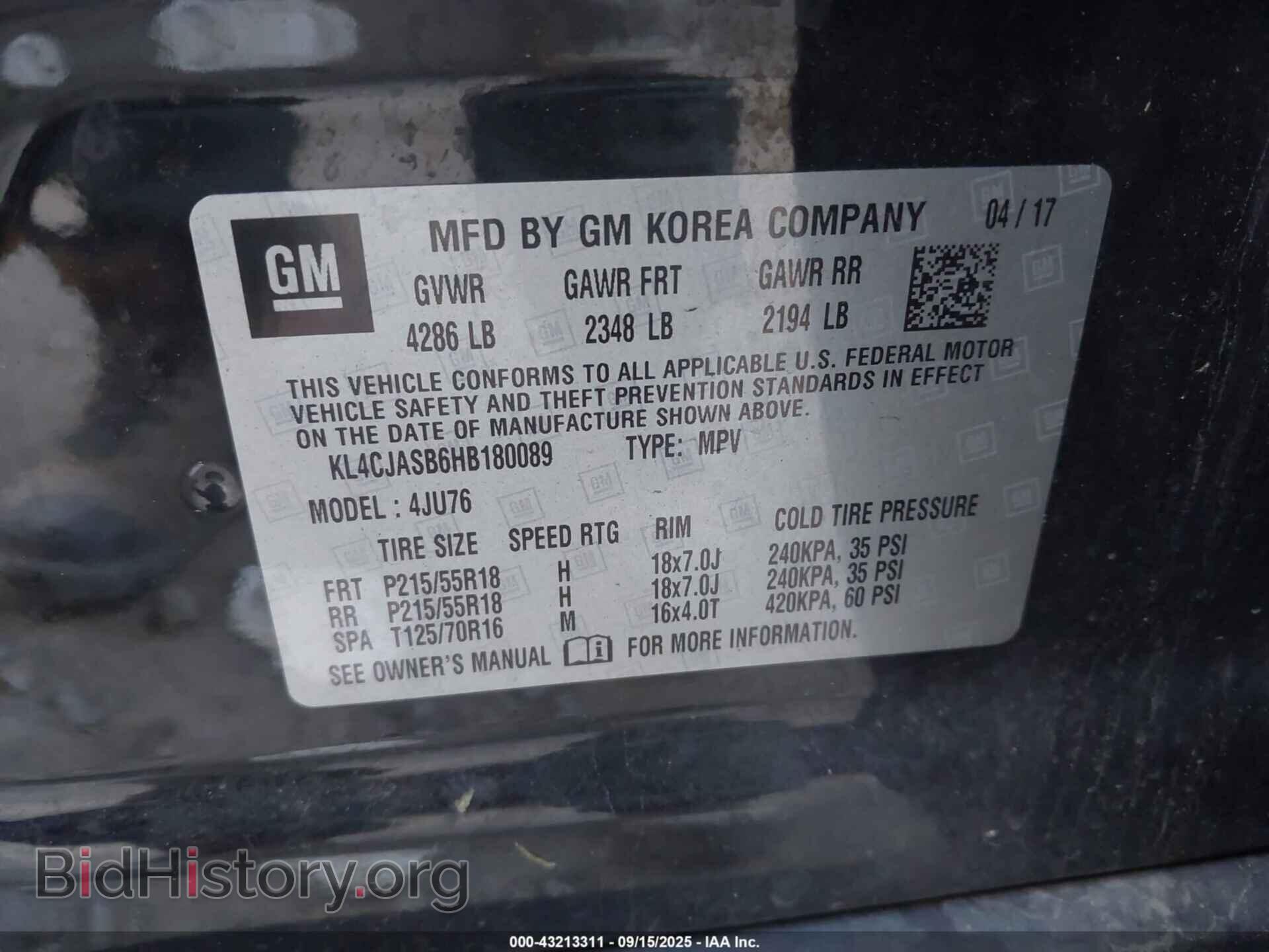 2017 BUICK ENCORE - VIN: KL4CJASB6HB180089 - Photo 9
