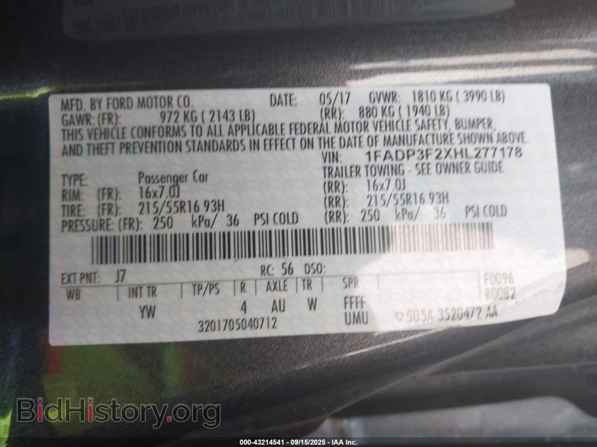 2017 FORD FOCUS - VIN: 1FADP3F2XHL277178 - Фото 9