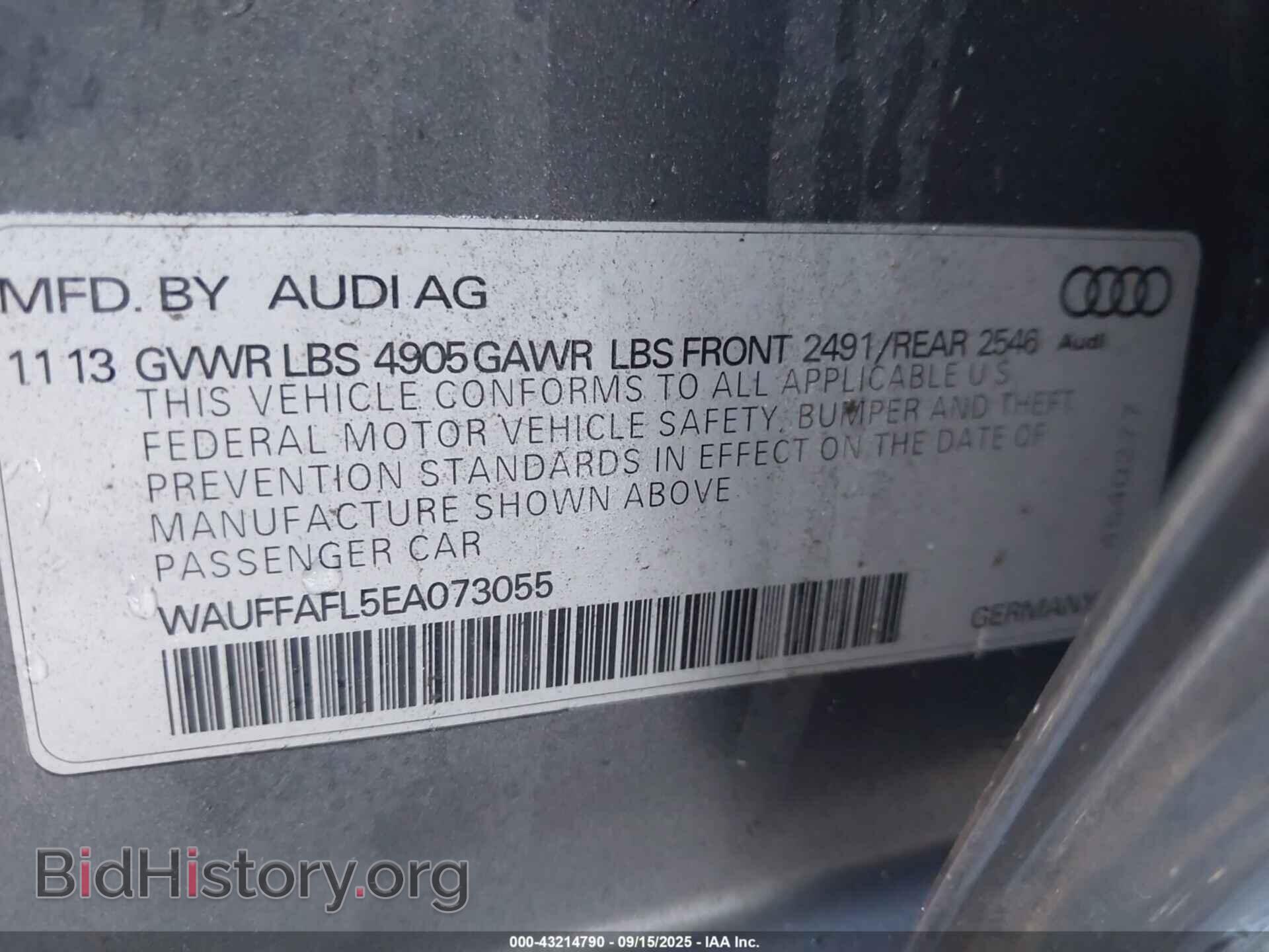 2014 AUDI A4 - VIN: WAUFFAFL5EA073055 - Фото 9