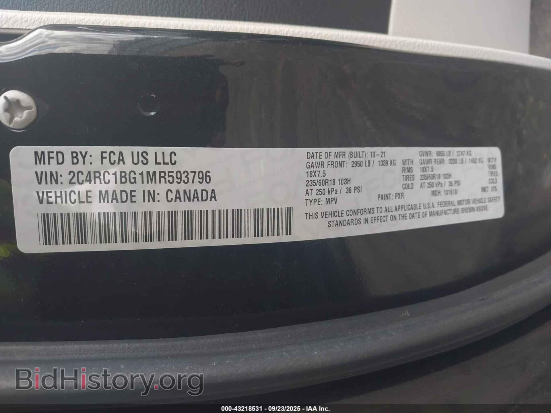 2021 CHRYSLER PACIFICA - VIN: 2C4RC1BG1MR593796 - Фото 9