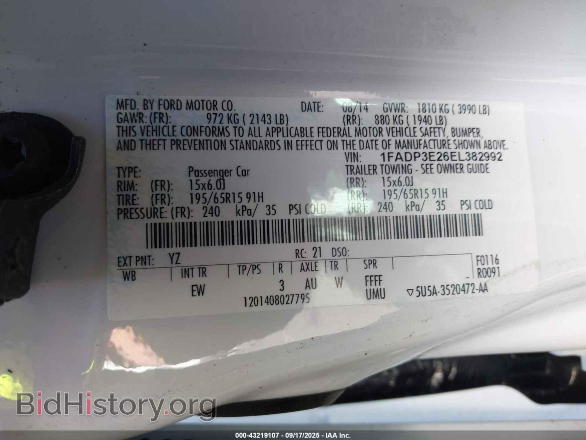 2014 FORD FOCUS - VIN: 1FADP3E26EL382992 - Фото 9