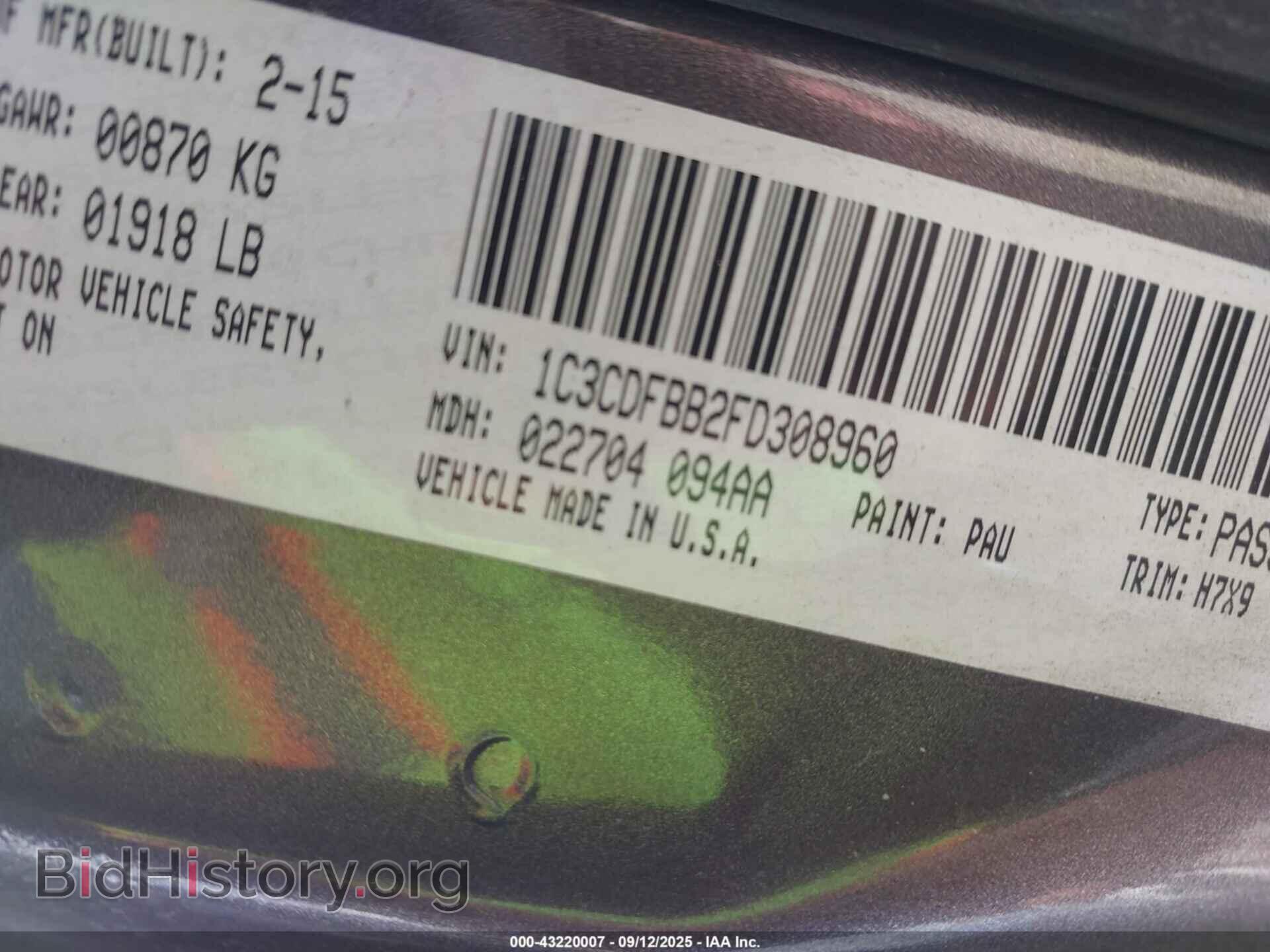 2015 DODGE DART - VIN: 1C3CDFBB2FD308960 - Photo 9